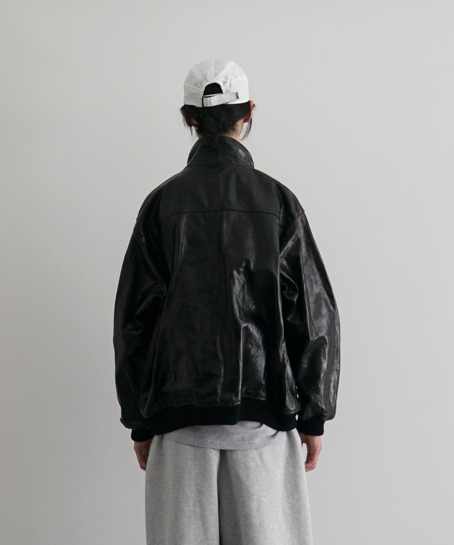AURALEE Lamb leather zip blouson "BLACK"