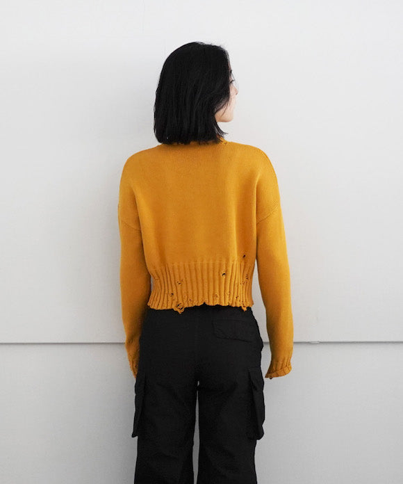 MARNI Maglia girocollo unfinished edge cotton "ORANGE"