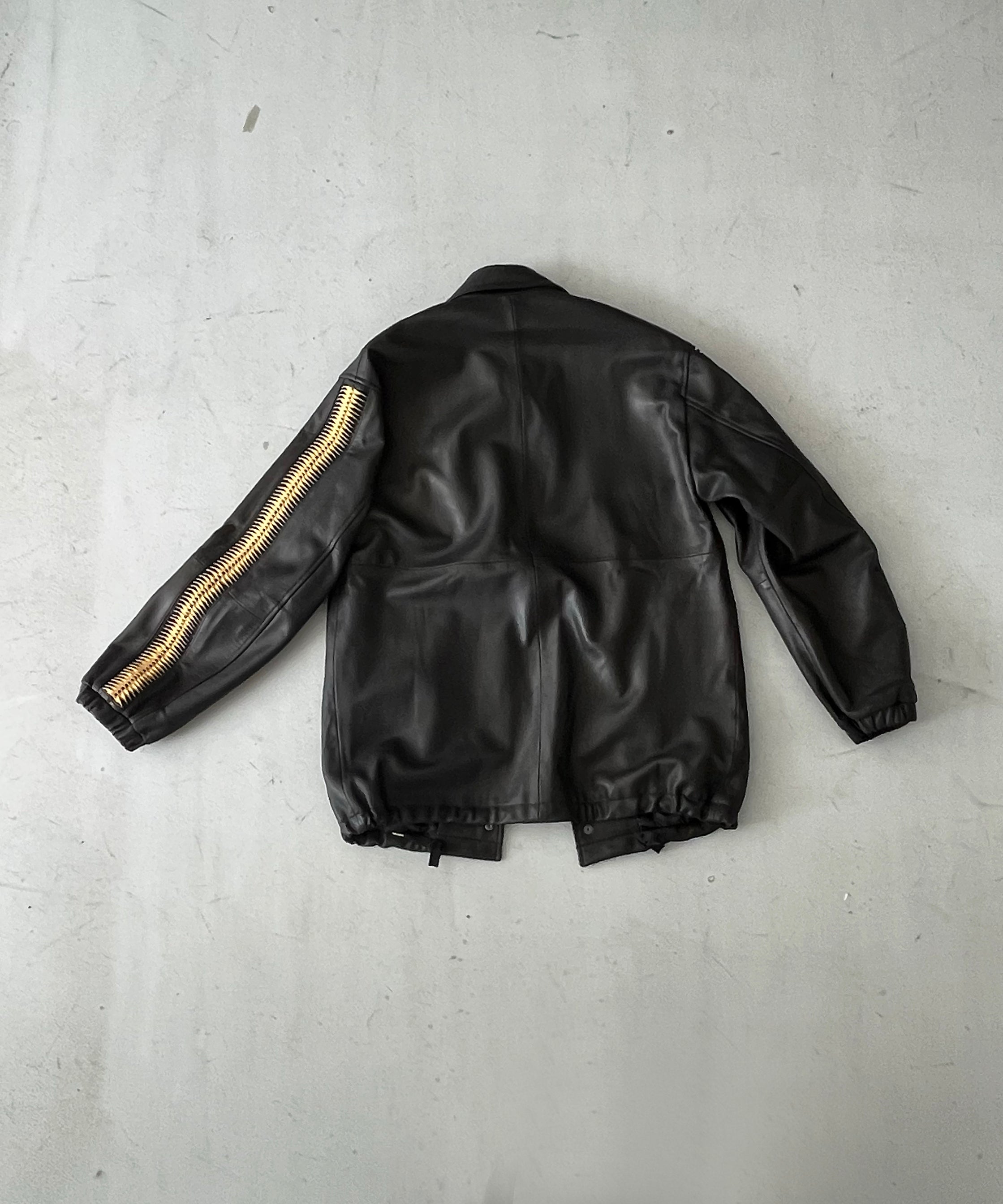WHOWHAT Leather shark coach jacket "BLACK"