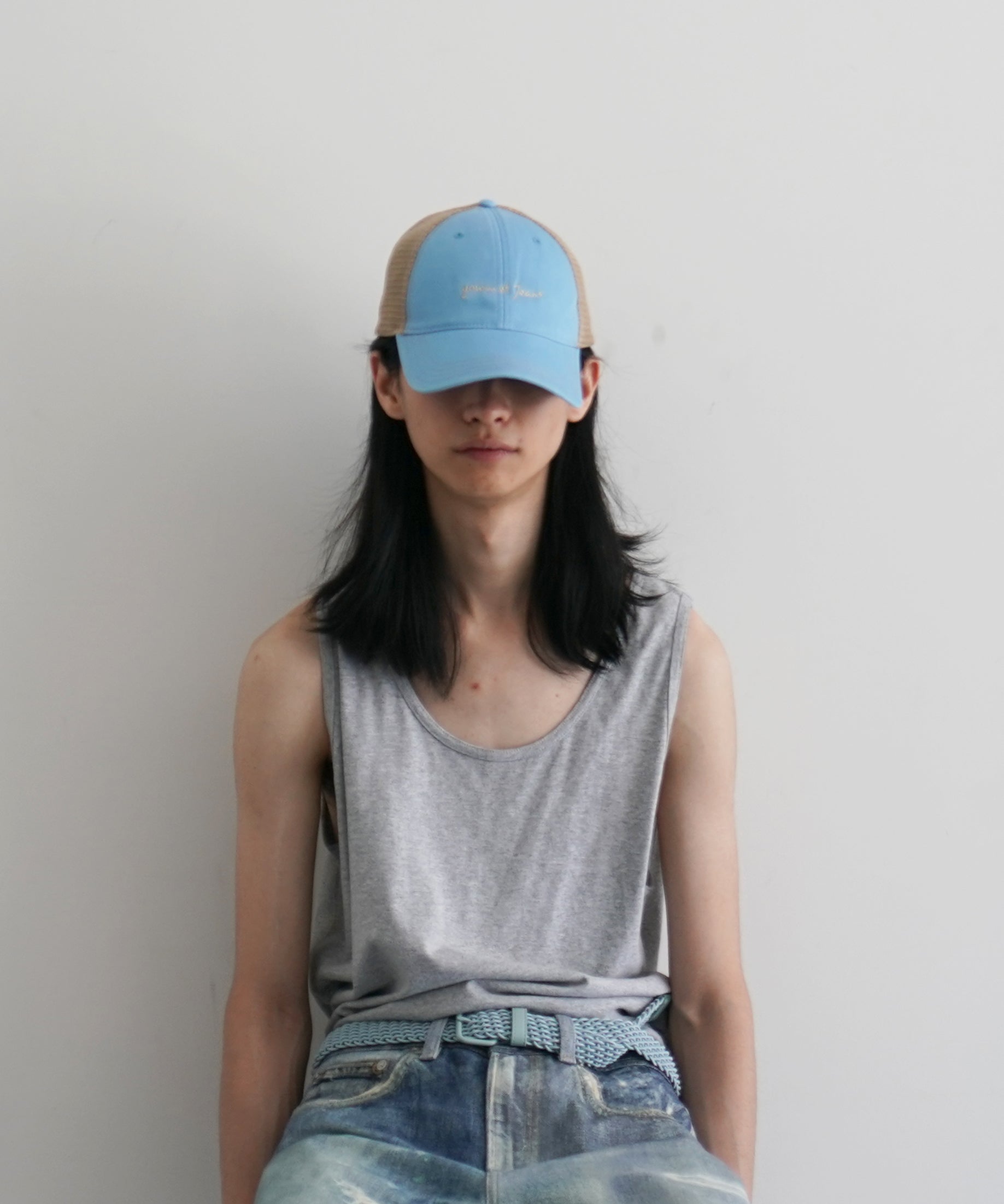 【EXCLUSIVE】gourmet jeans Mesh cap gourmet jeans "SAX×KHAKI"