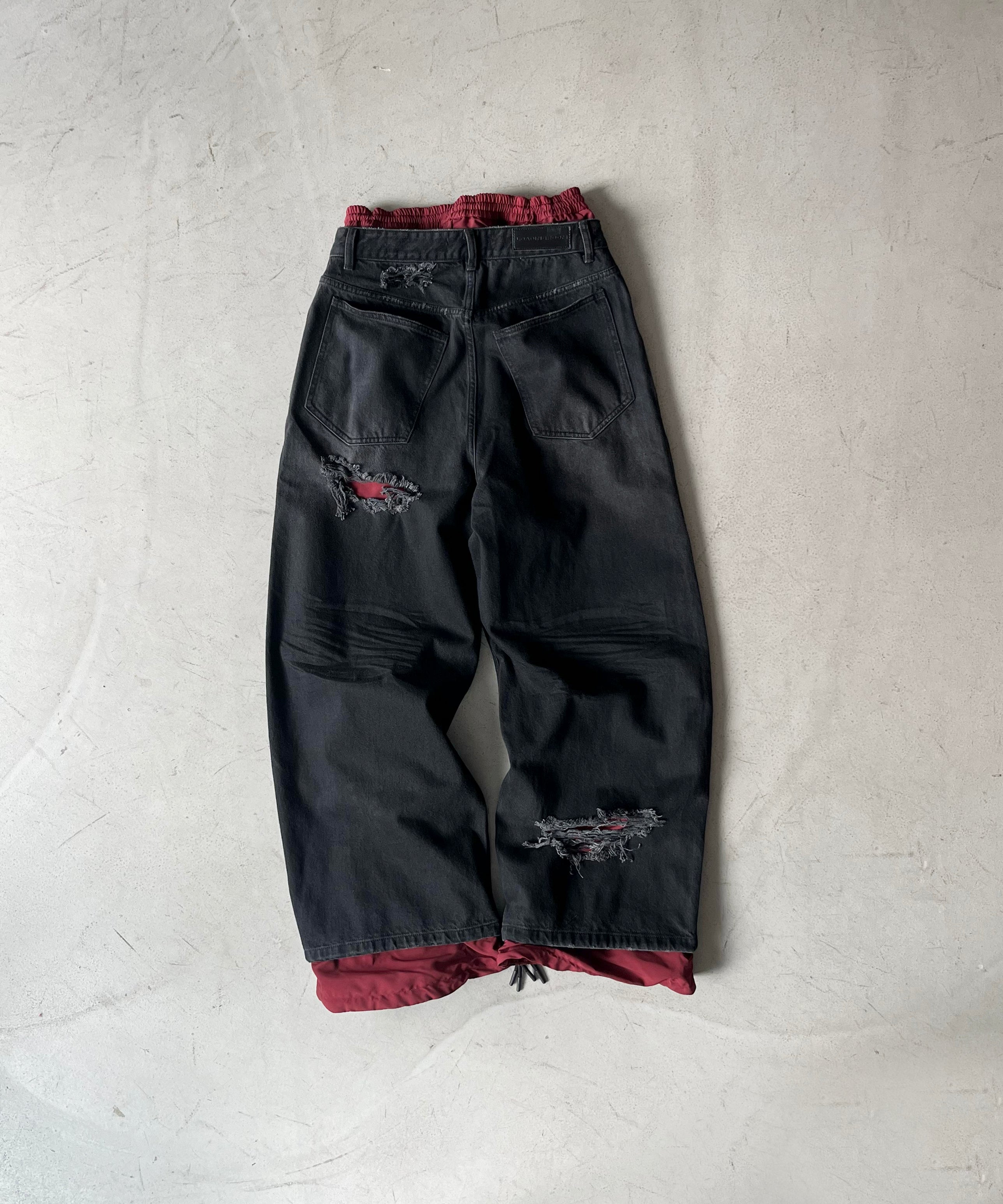 LOADINGROOM Double denim track pants women "BLACK"