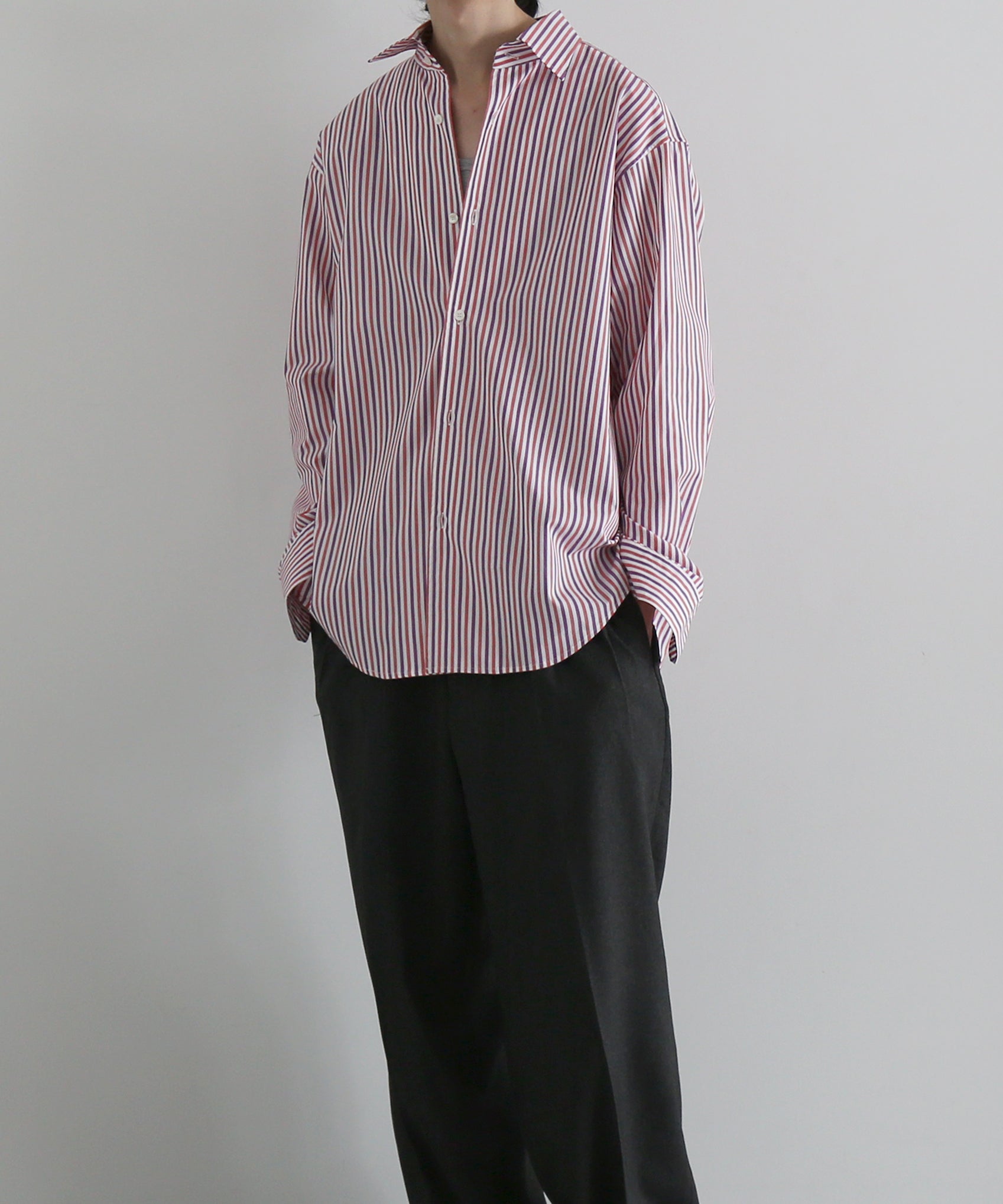 OLD FOLK HOUSE Banshu-ori classic shirt - vintage fabric "BLACK BLUE PLAID"