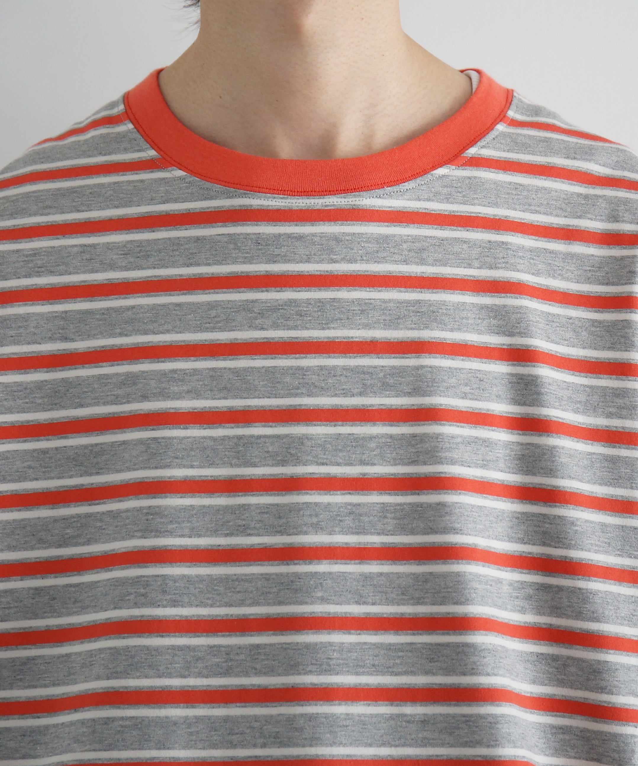 KAIKO C neck border t-shirts "RED"