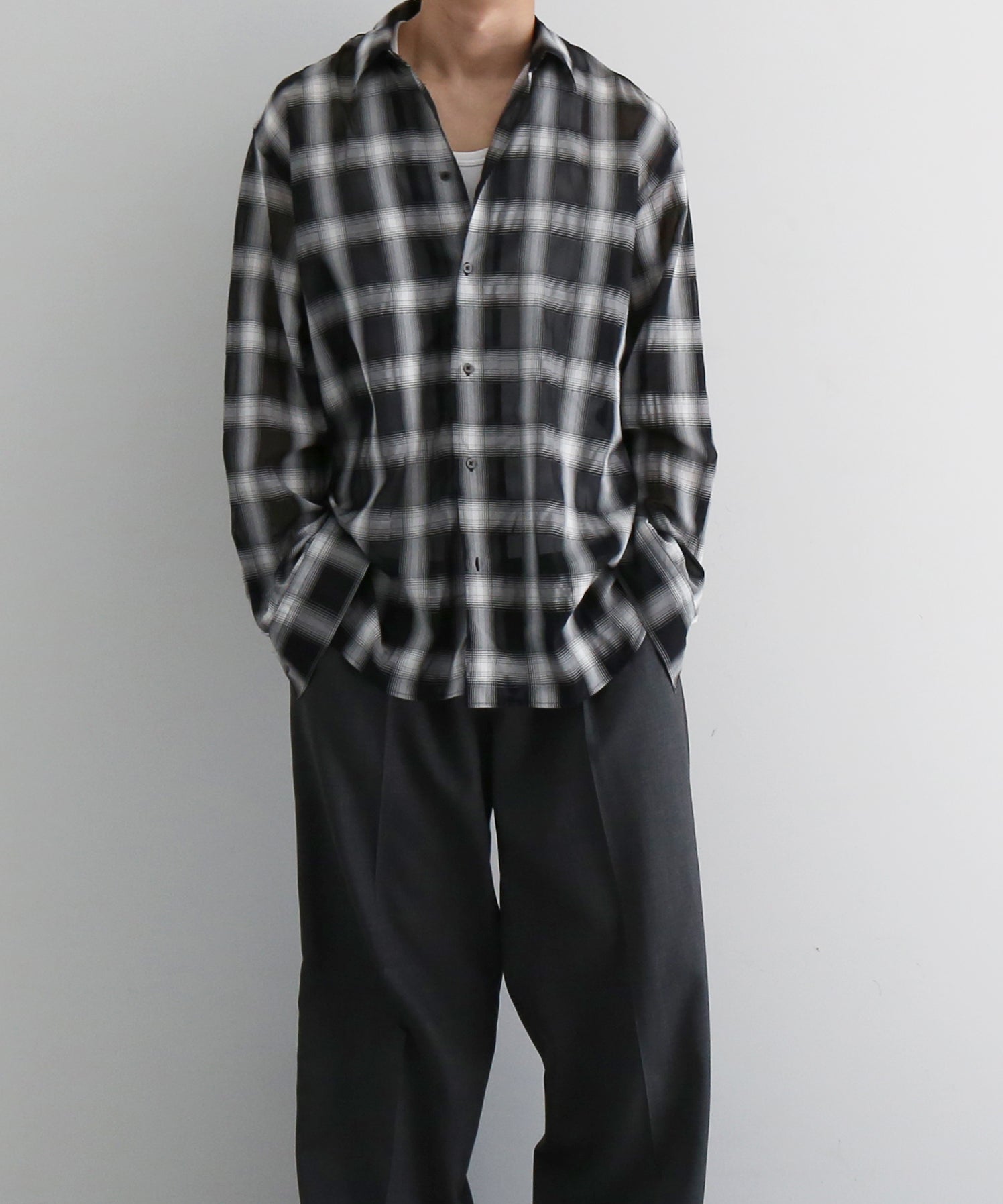 my beautiful landlet Sheer check shirt "BEIGE CHECK"