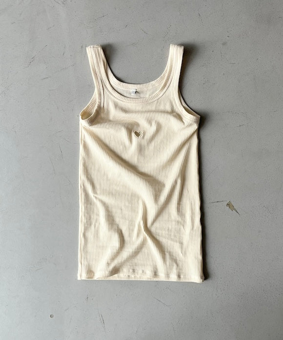 Baserange Heart tank undyed embroidery "UNDYED"