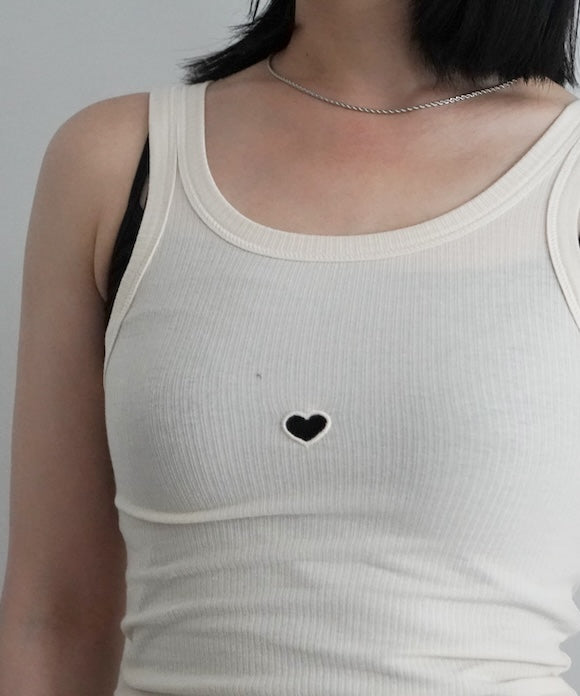Baserange Heart tank undyed embroidery "UNDYED"