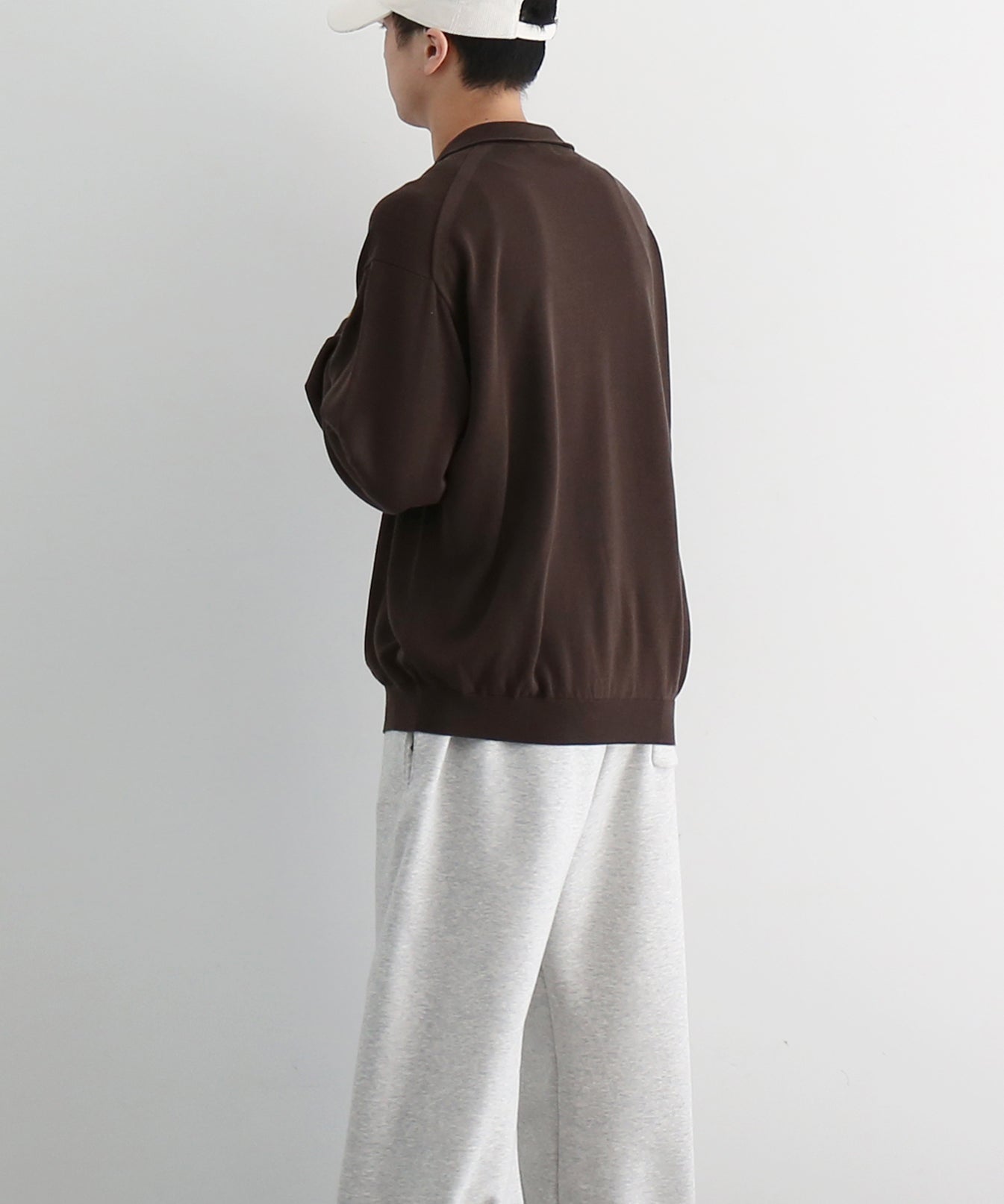 【EXCLUSIVE】crepuscule Open collar knit shirt "BROWN"