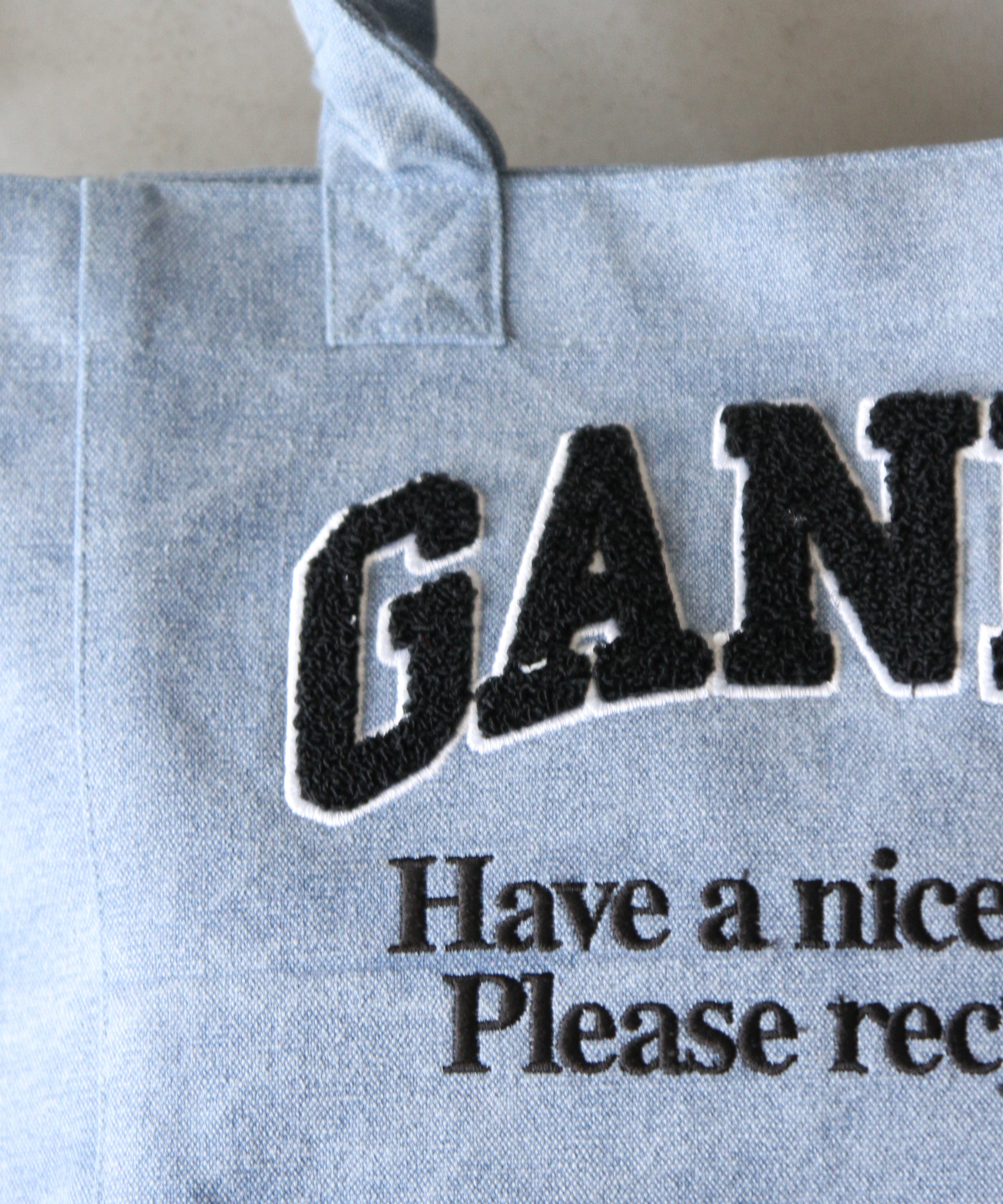 GANNI Small easy shopper "WASHED LIGHT BLUE"