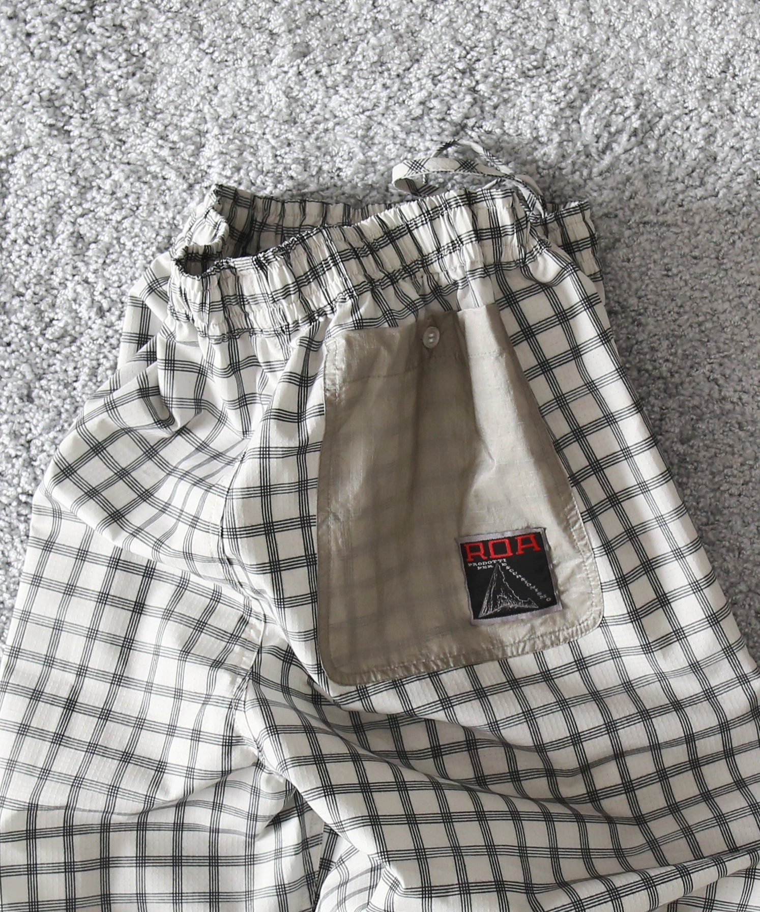 ROA Aair floweave printed check elasticated waistband pants "WHITE"
