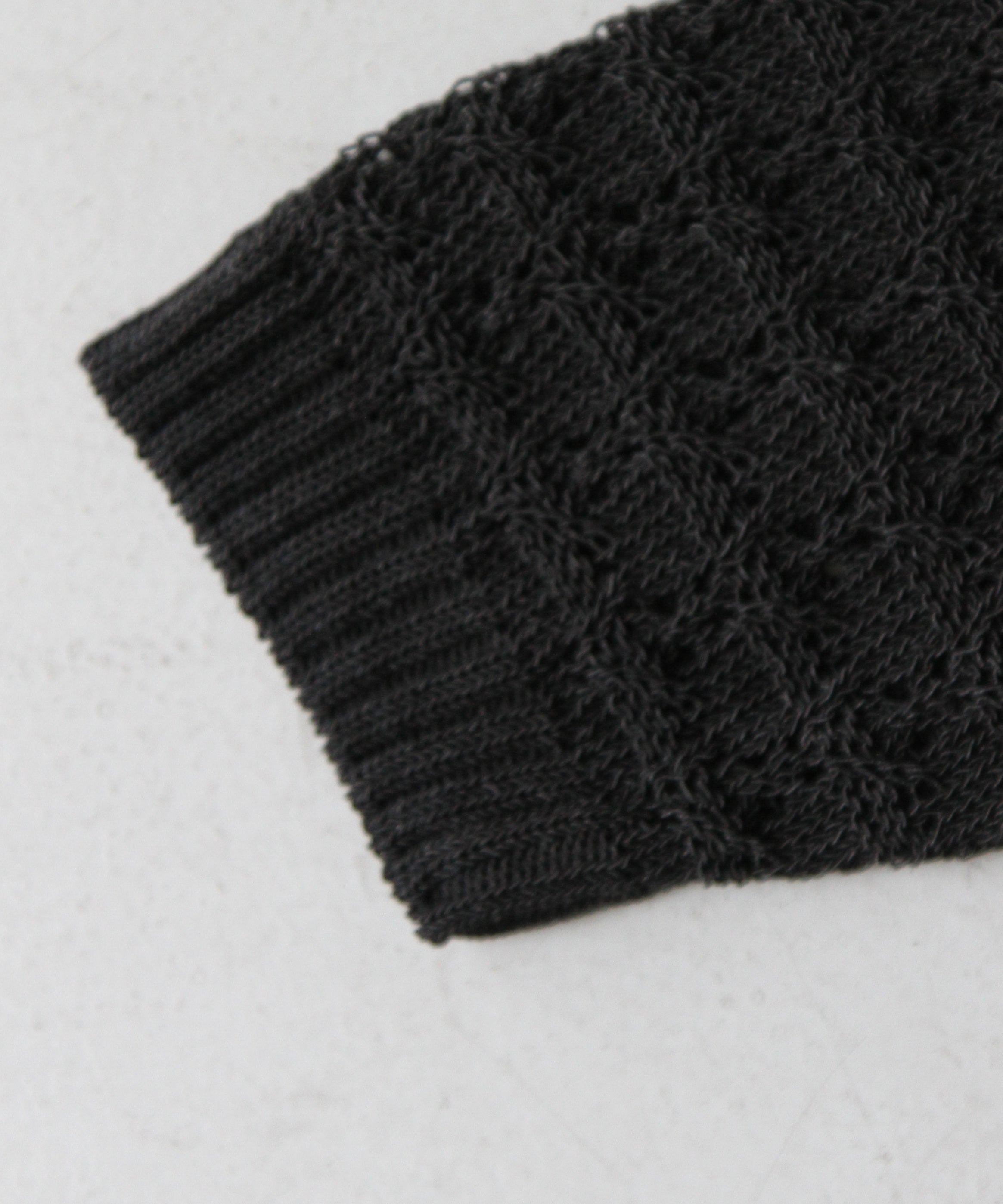 GANNI Shiny pointelle knit short sleeve polo "BLACK"