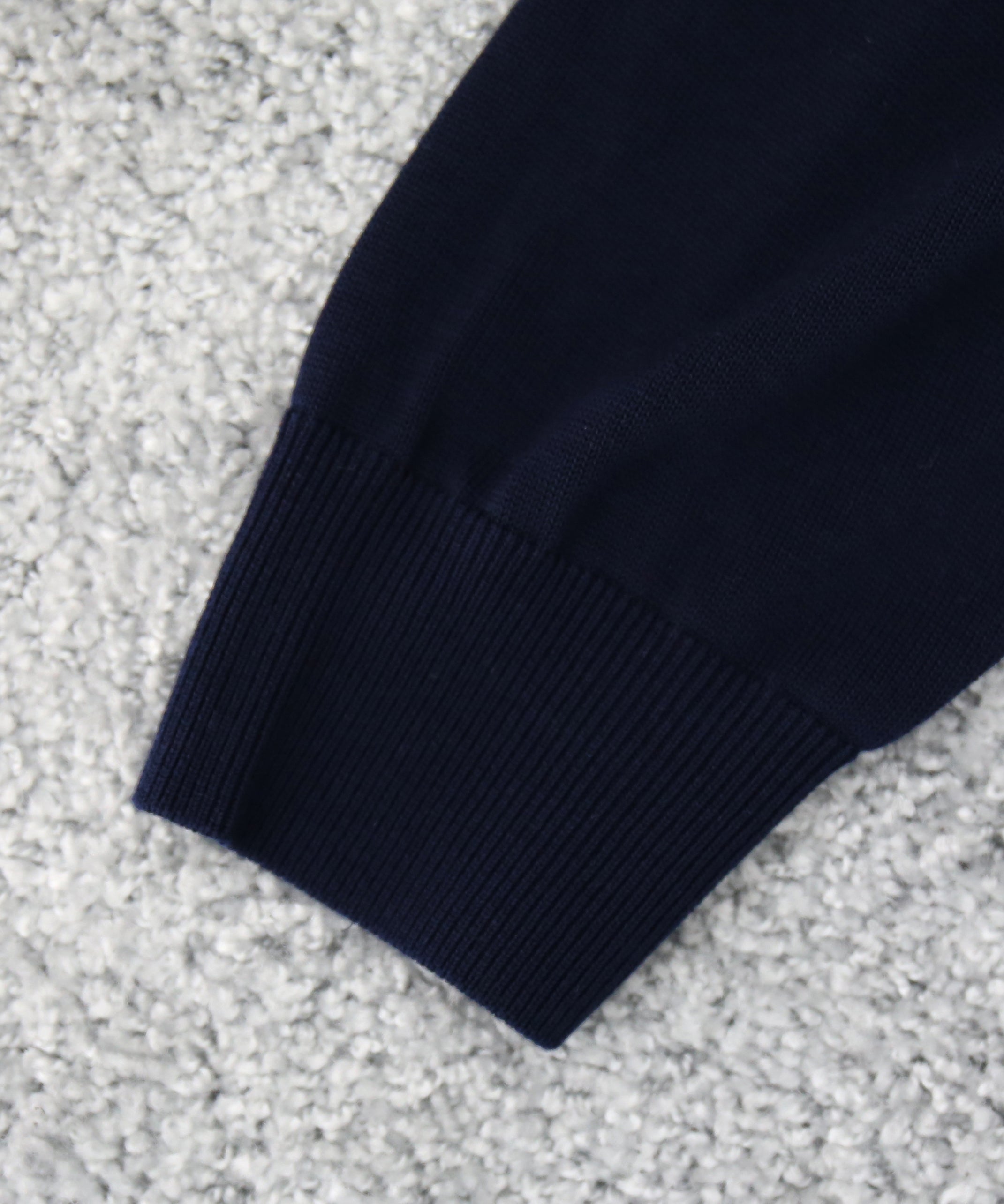 【EXCLUSIVE】crepuscule Open collar knit shirt "NAVY"