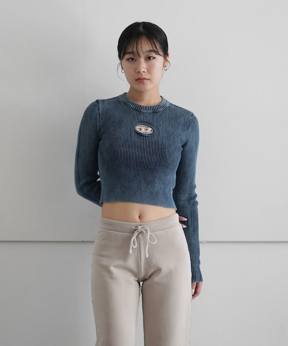 DIESEL Rib-knit top with oval d "8AT"