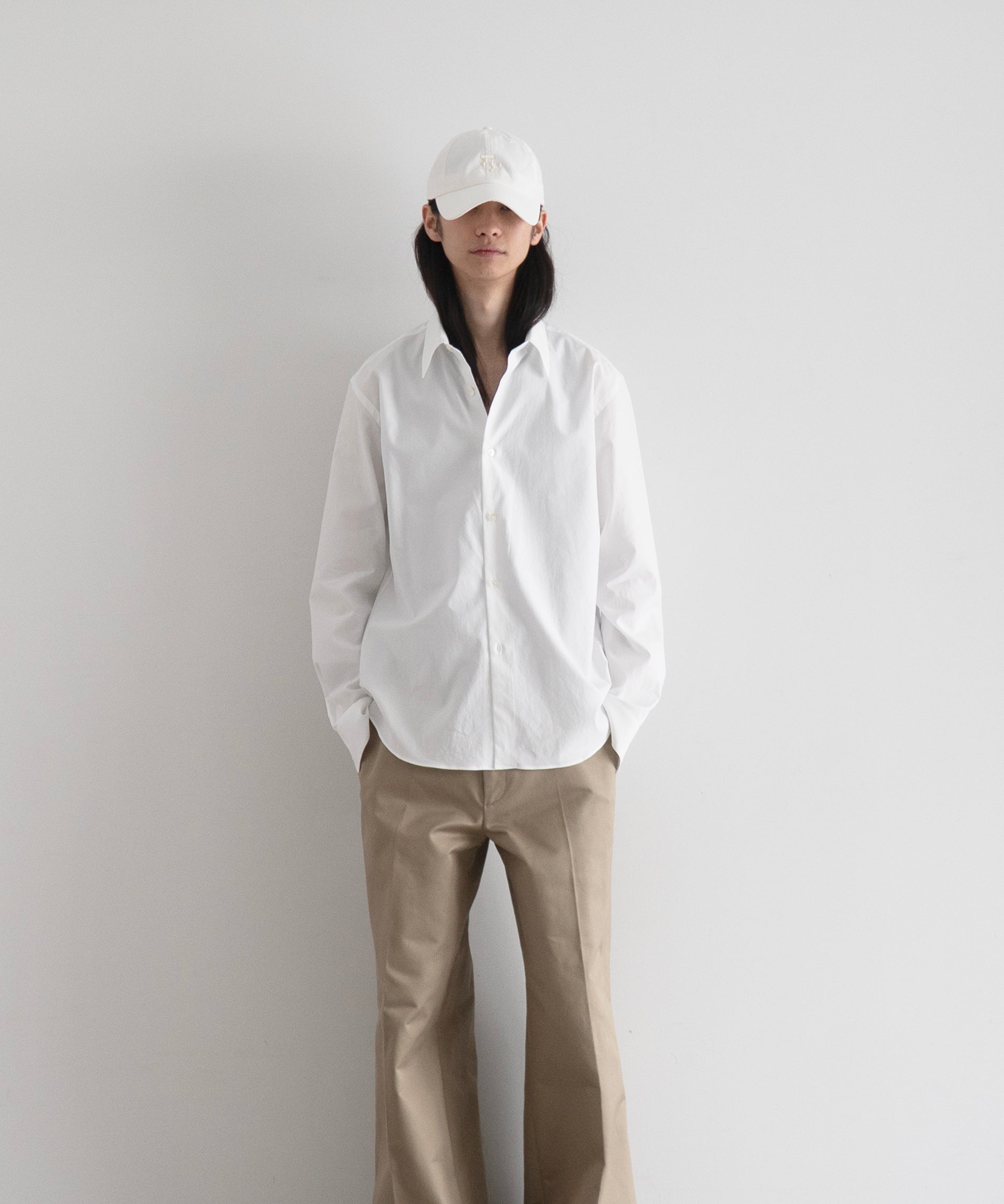 AURALEE Washed finx twill slim shirt "WHITE"