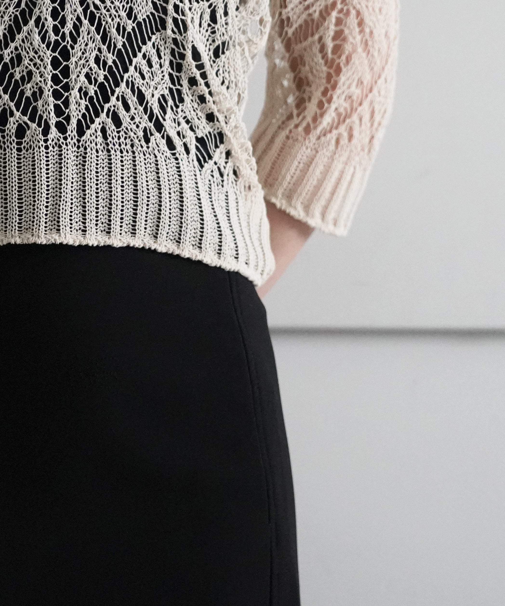 GANNI Bonded crepe skirt "BLACK"