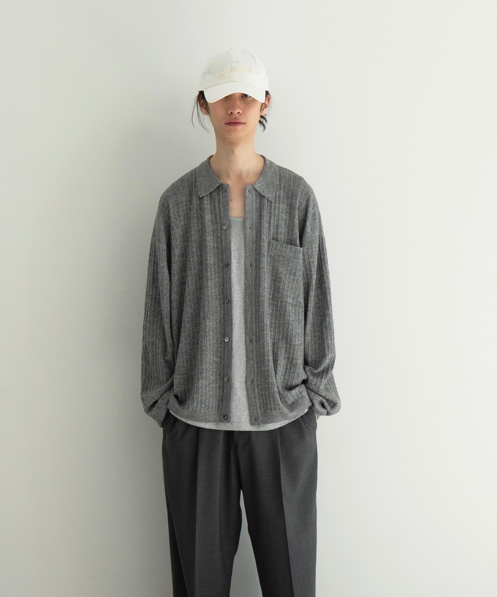 crepuscule Crepe knit shirt "GRAY"