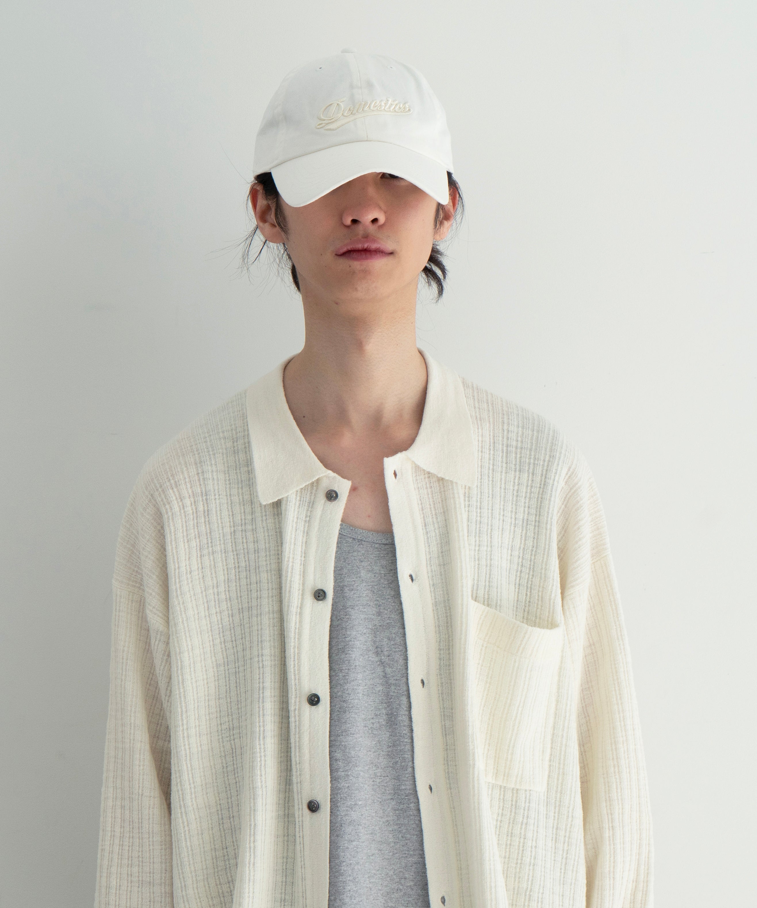 crepuscule Crepe knit shirt "WHITE"