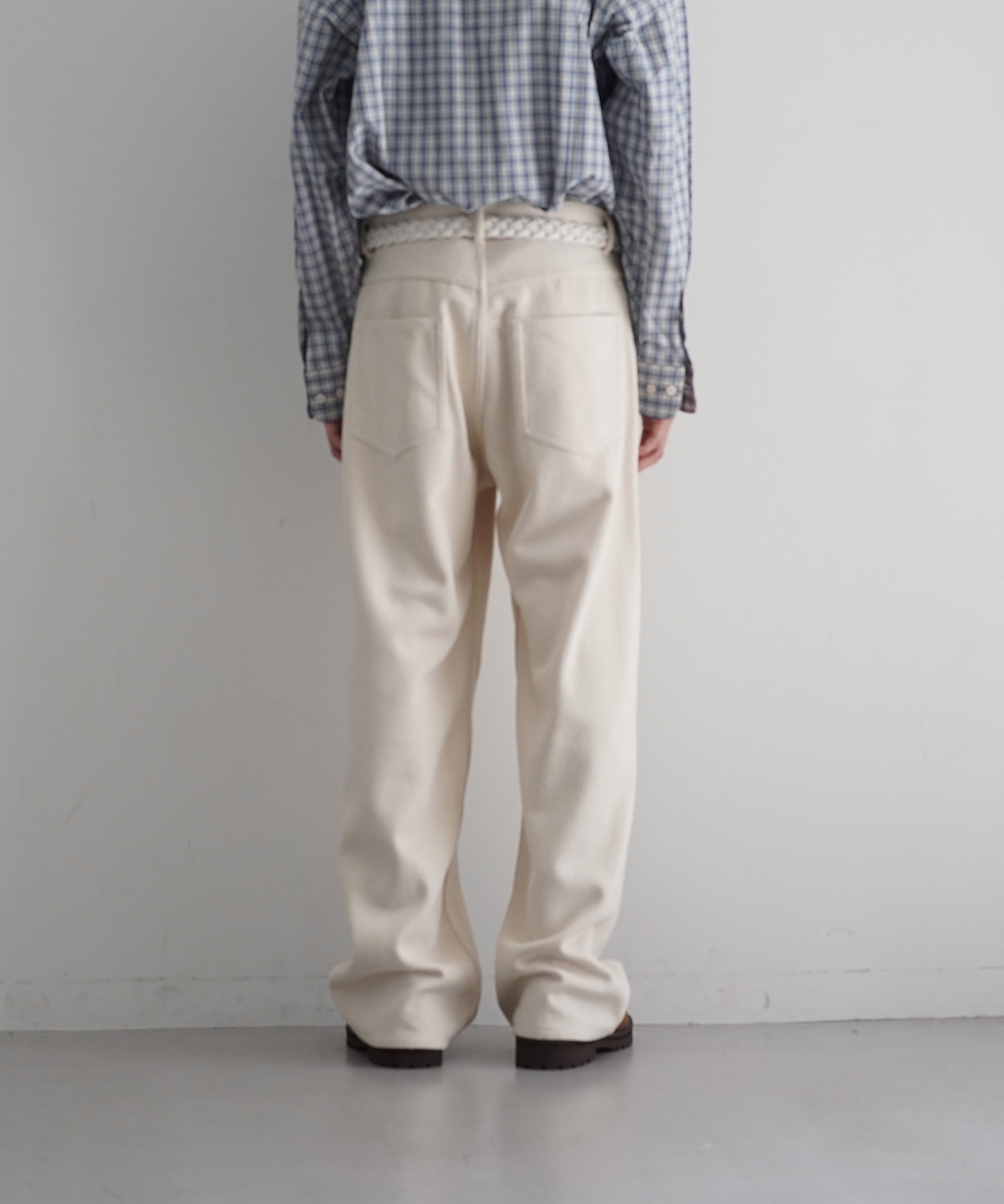 AURALEE Silk nep denim 5p wide pants "IVORY WHITE"