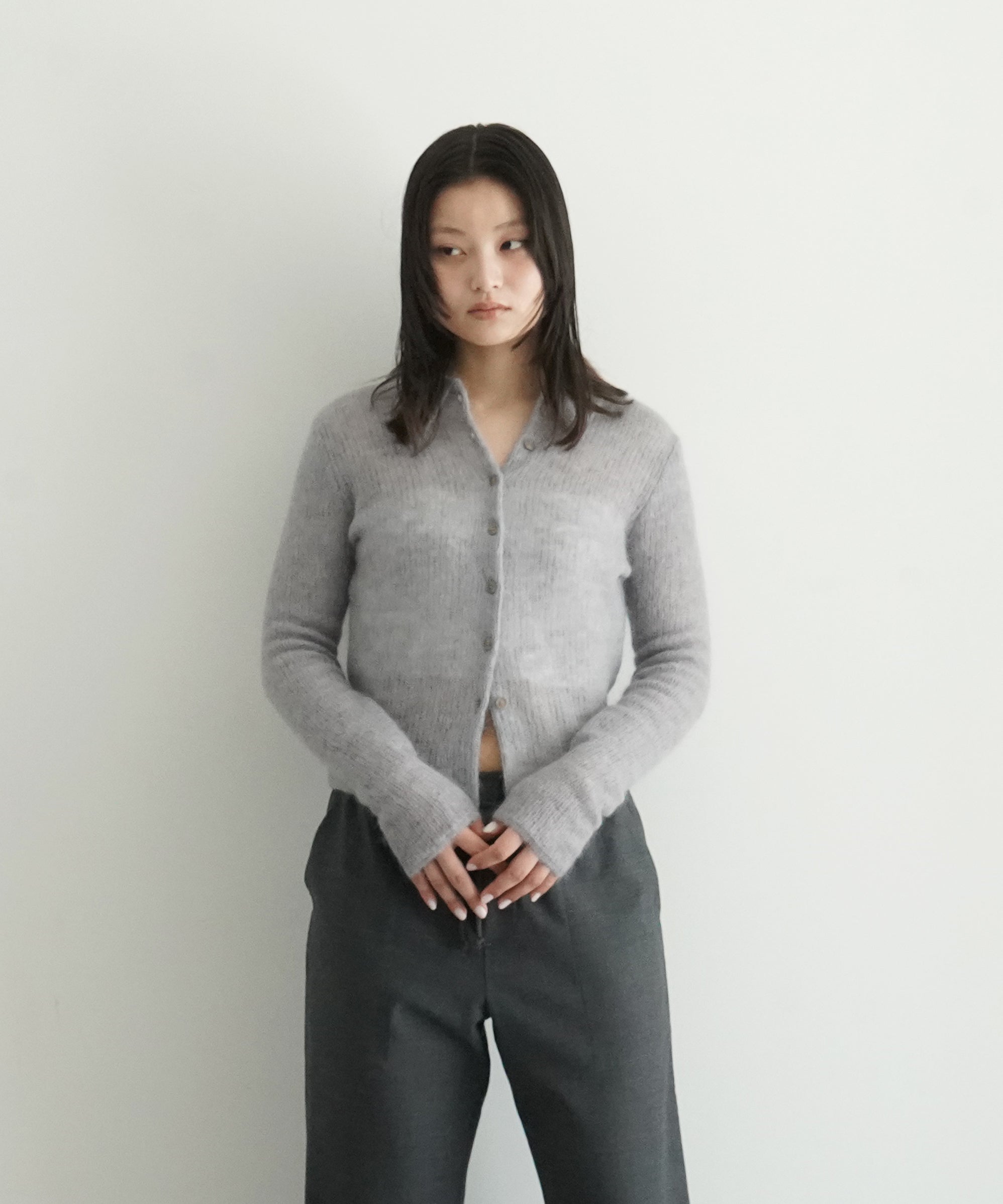 KAIKO MOHAIR KNIT SHIRTS "BLACK"