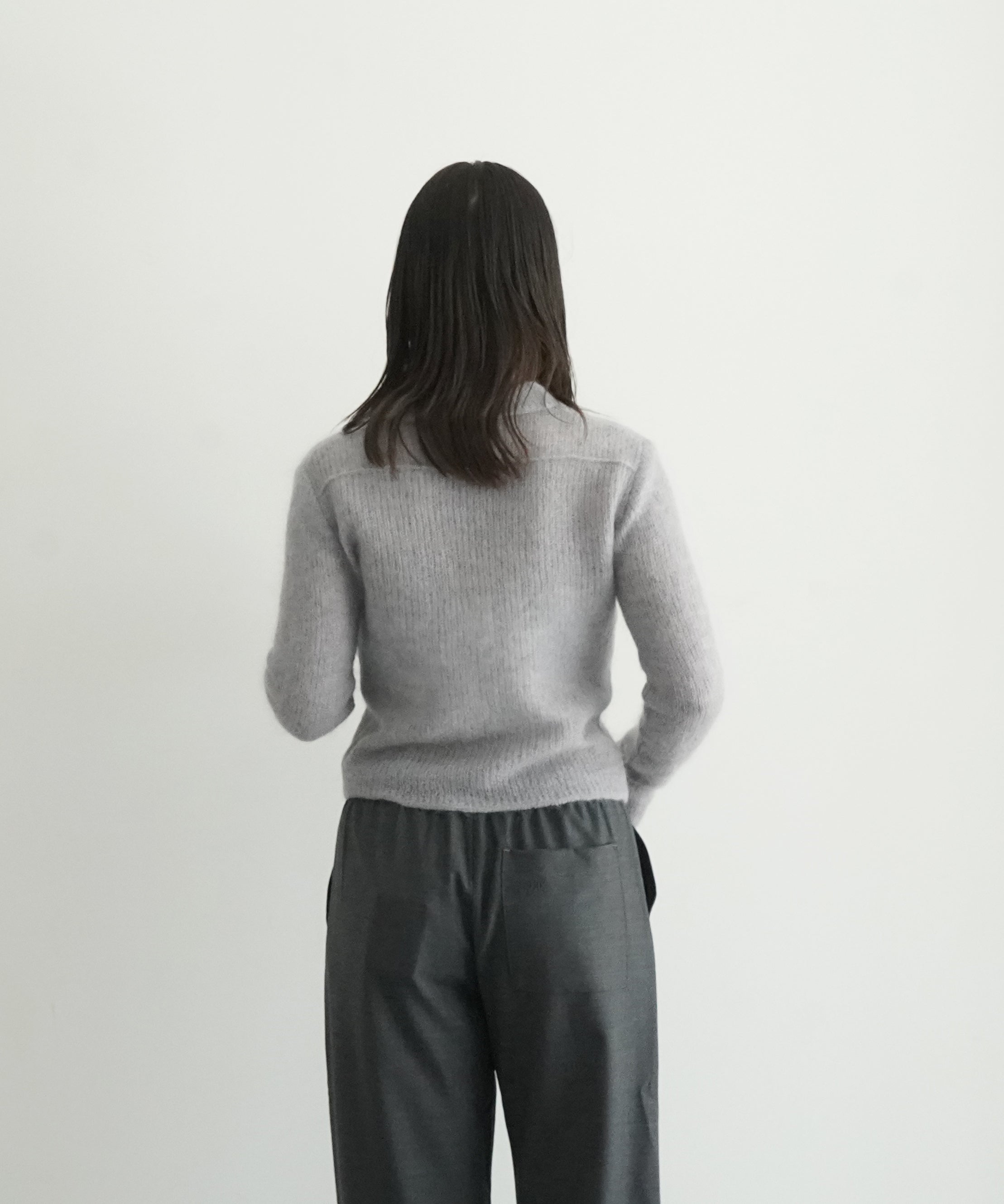 KAIKO MOHAIR KNIT SHIRTS "TOP GRAY"