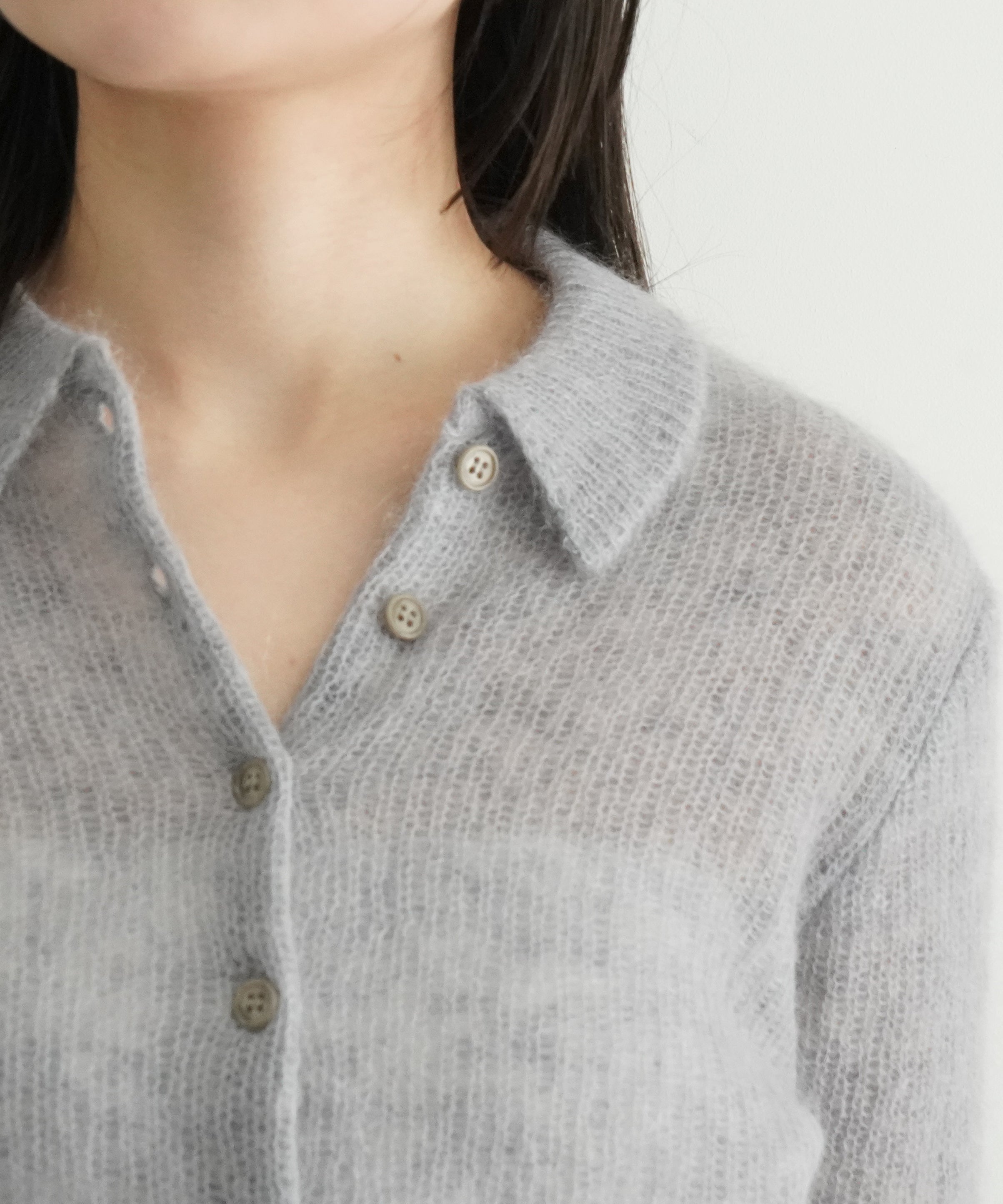 KAIKO MOHAIR KNIT SHIRTS "TOP GRAY"