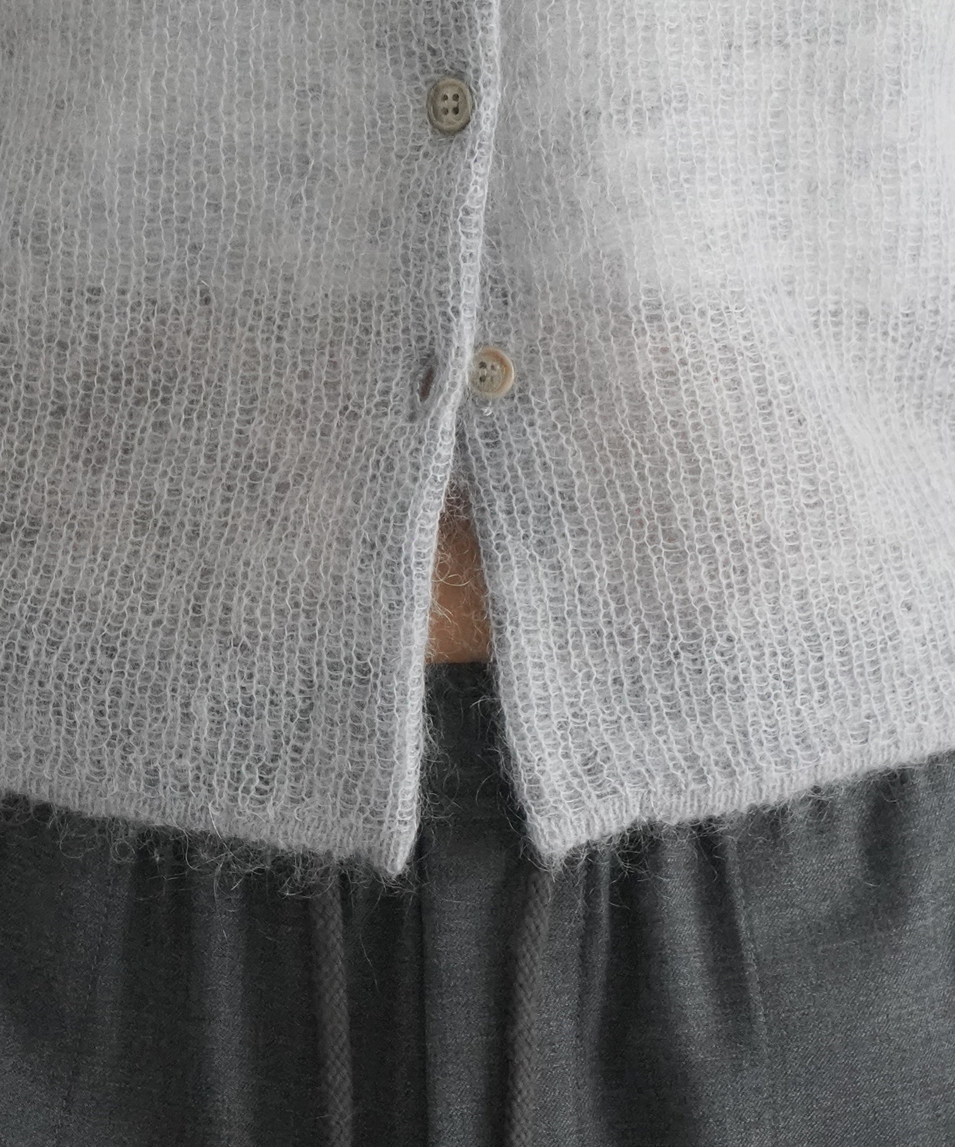 KAIKO MOHAIR KNIT SHIRTS "TOP GRAY"
