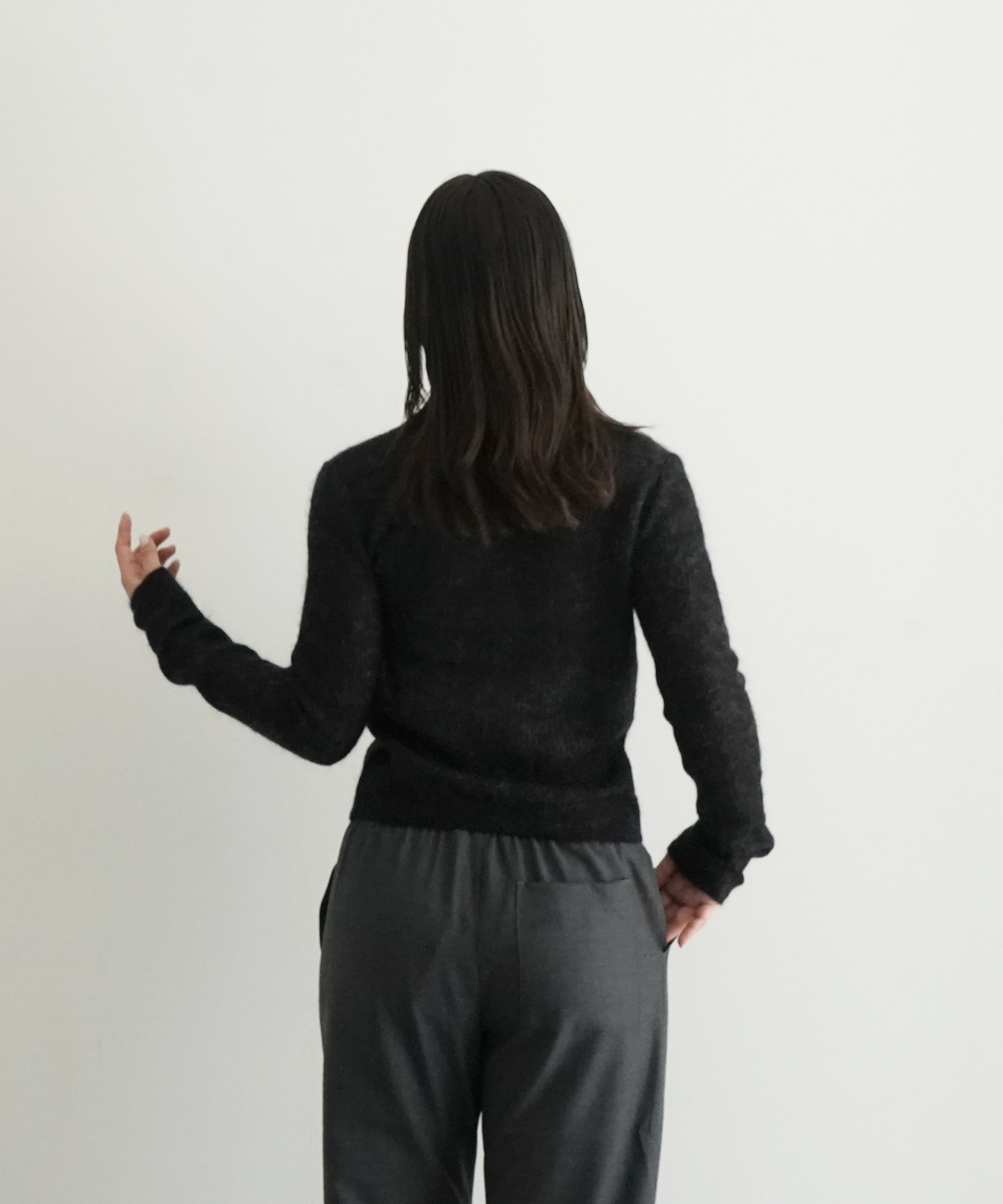 KAIKO MOHAIR KNIT SHIRTS "BLACK"