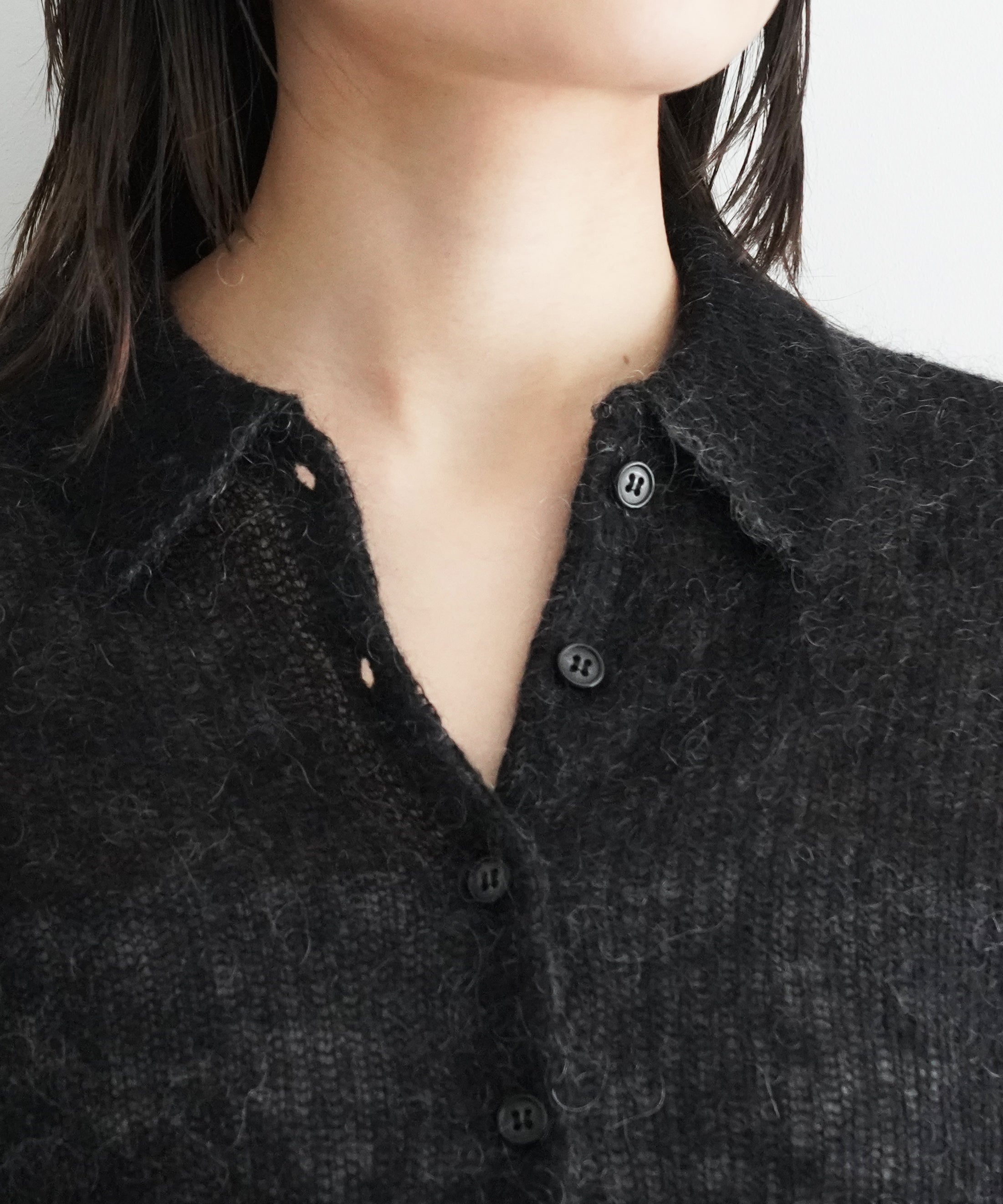 KAIKO MOHAIR KNIT SHIRTS "BLACK"