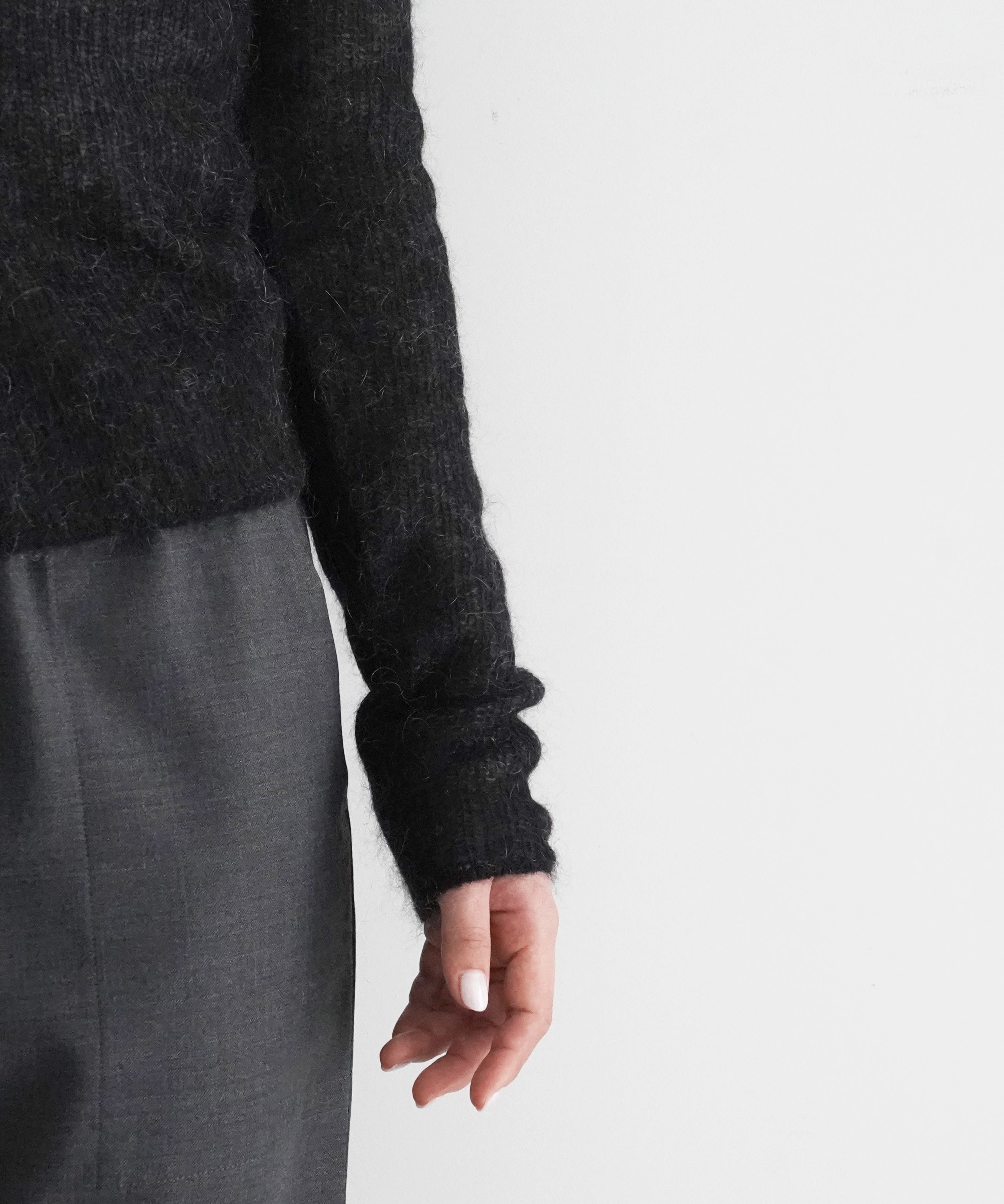 KAIKO MOHAIR KNIT SHIRTS "BLACK"