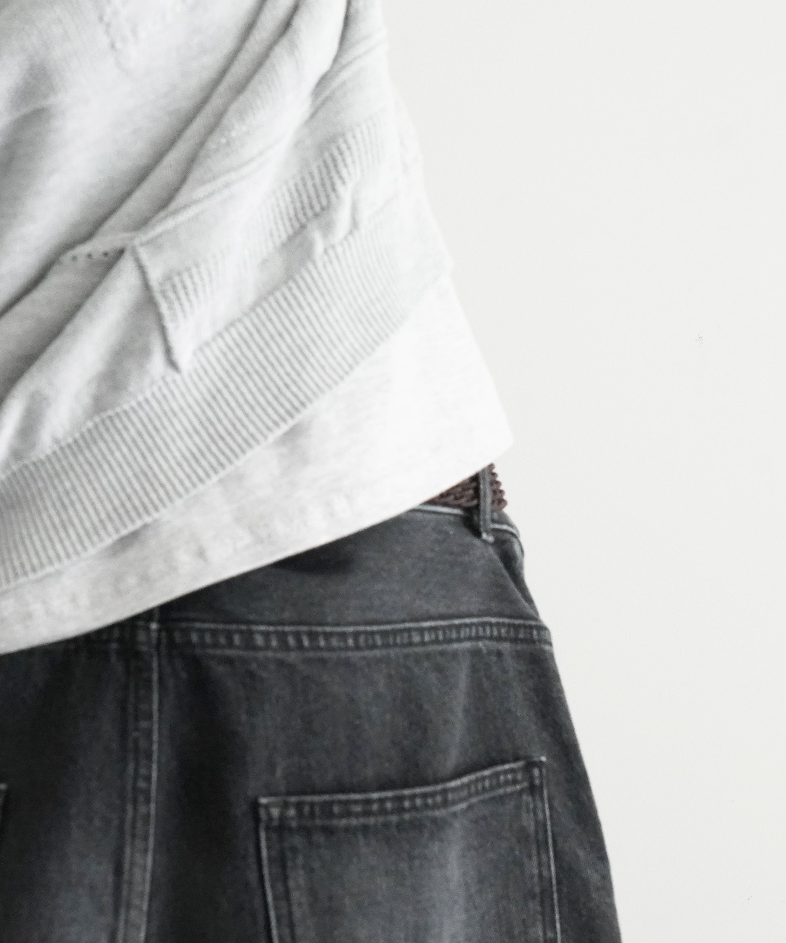 order Loose denim half pants used "BLACK"