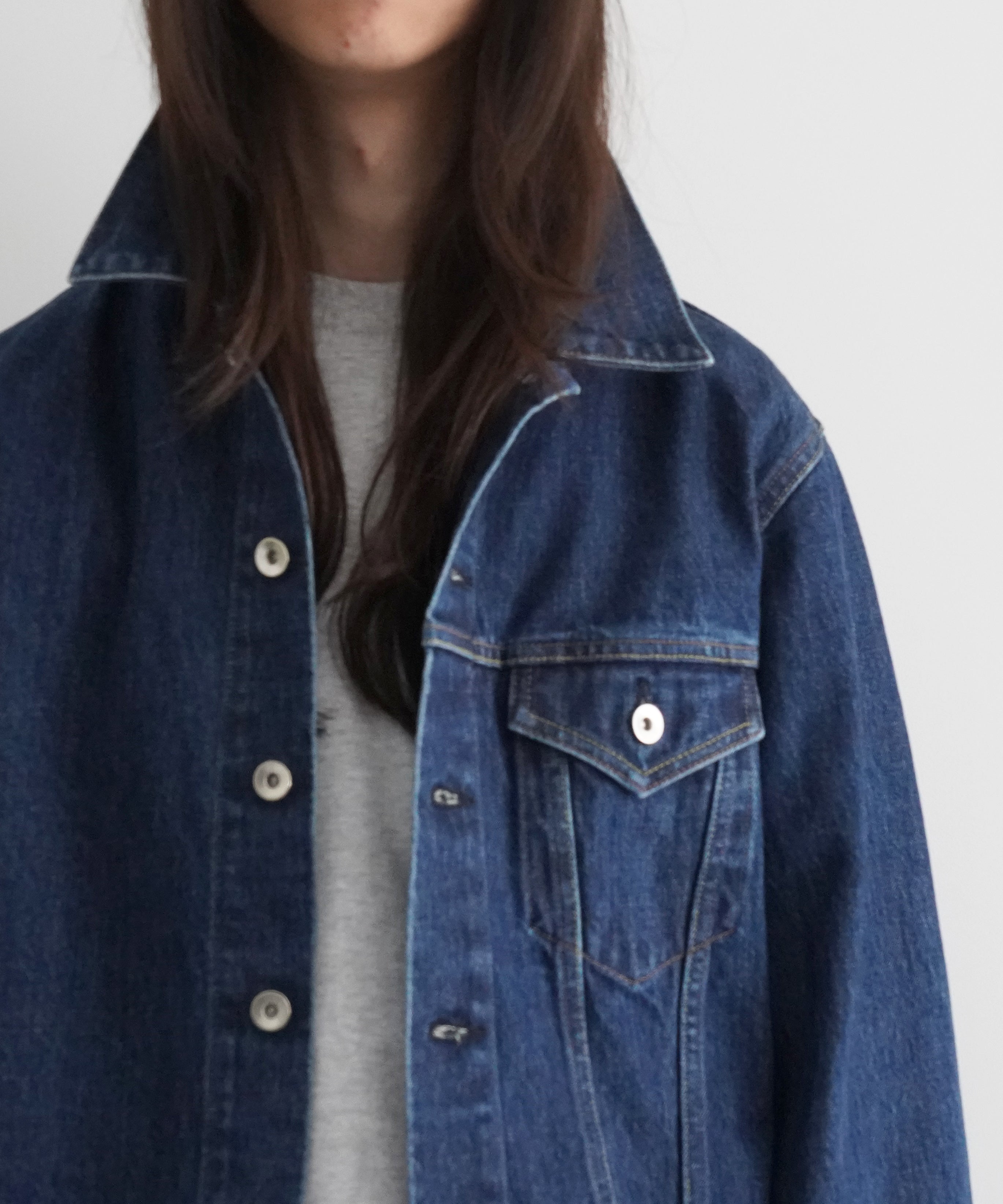 ensou. Erased jean jacket-washed "INDIGO"