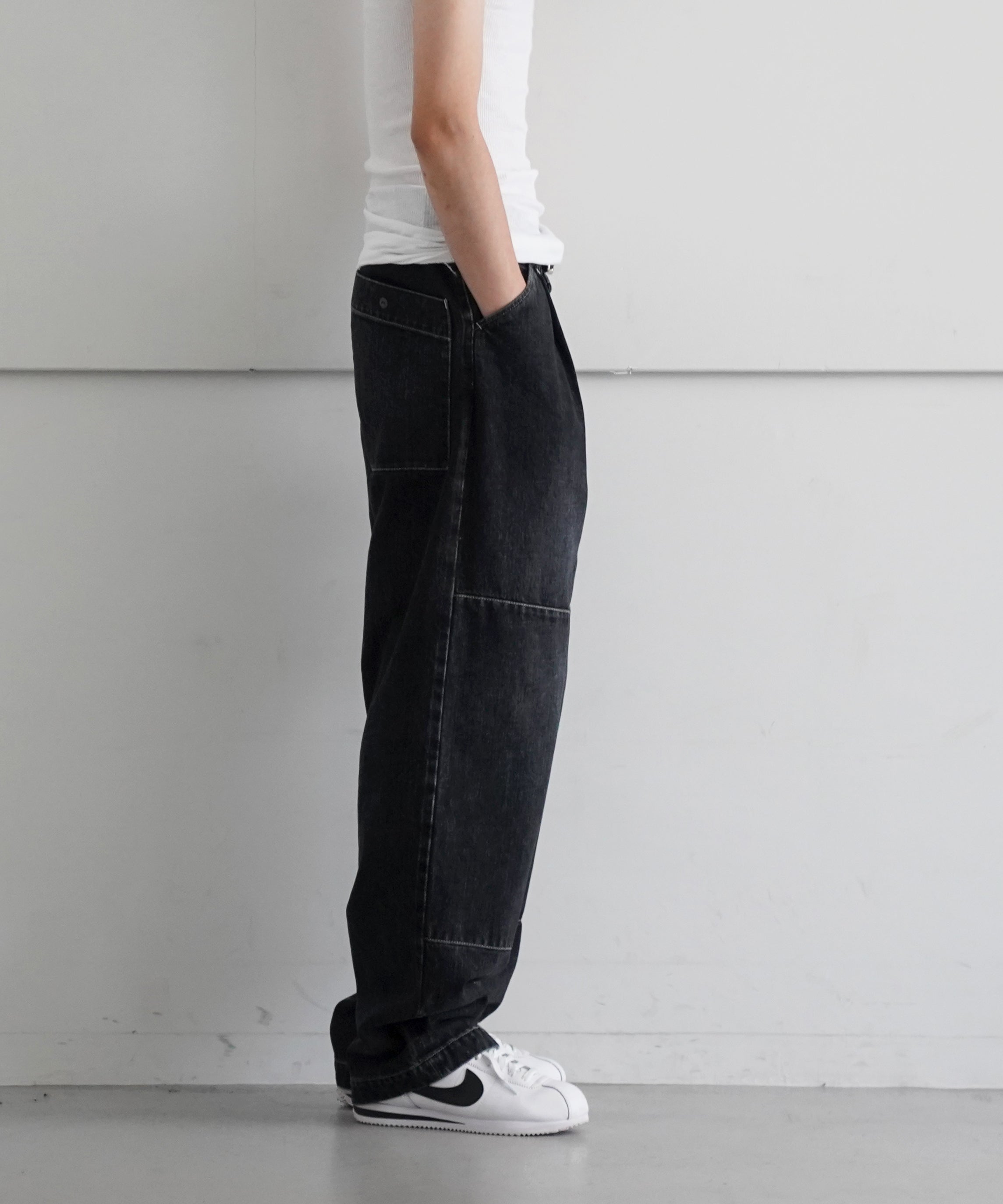 WHOWHAT Selvedge denim cargo pants "BLACK"