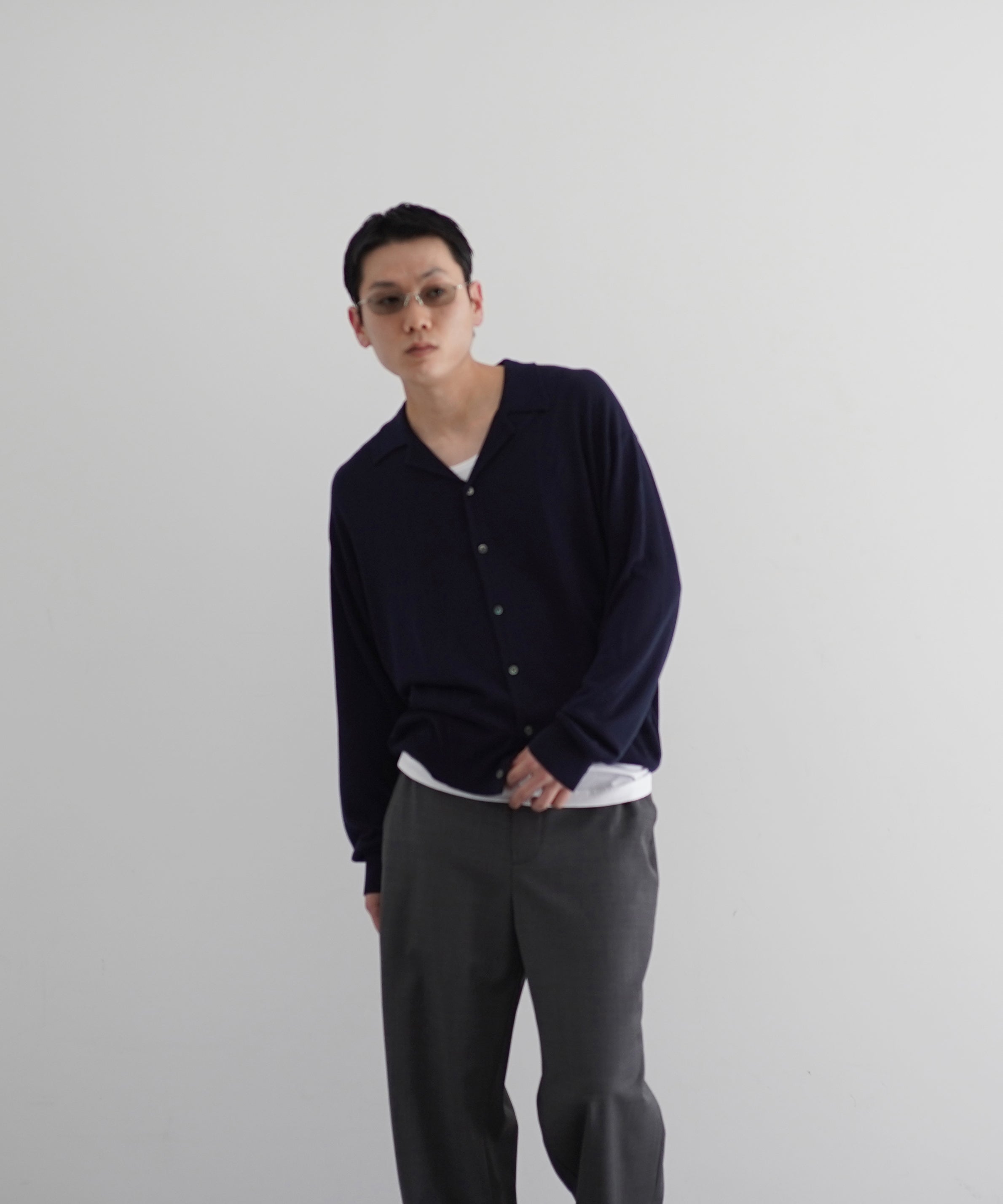 crepuscule【クレプスキュール】【EXCLUSIVE】Open collar knit shirt