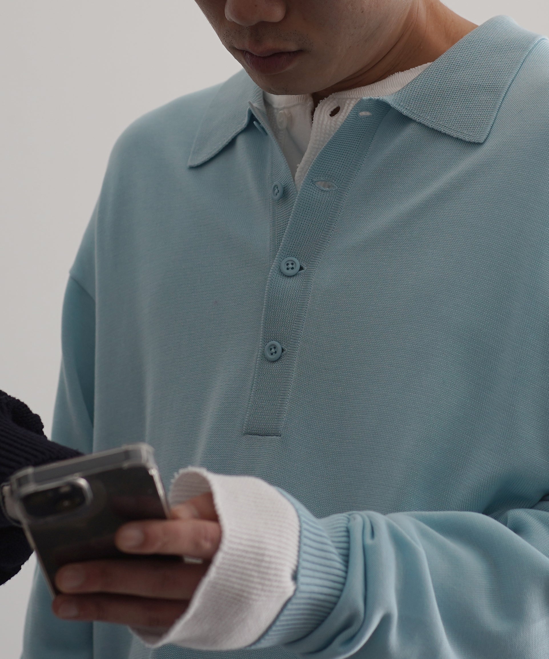 【EXCLUSIVE】crepuscule L/s polo "SAX"