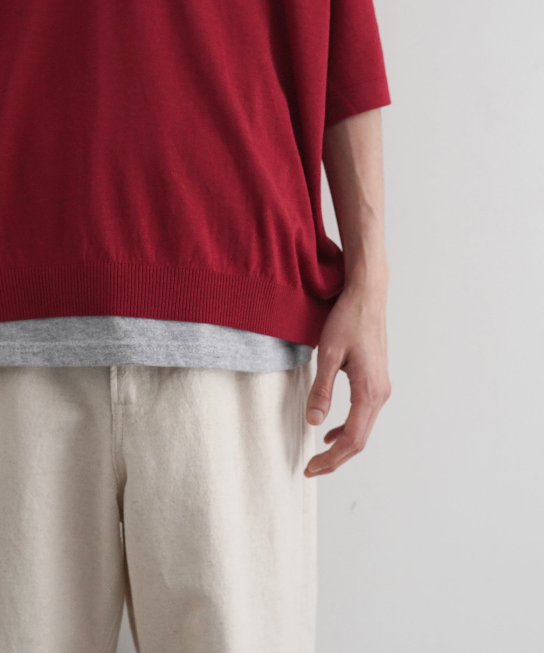 【EXCLUSIVE】crepuscule S/s polo "WINE"