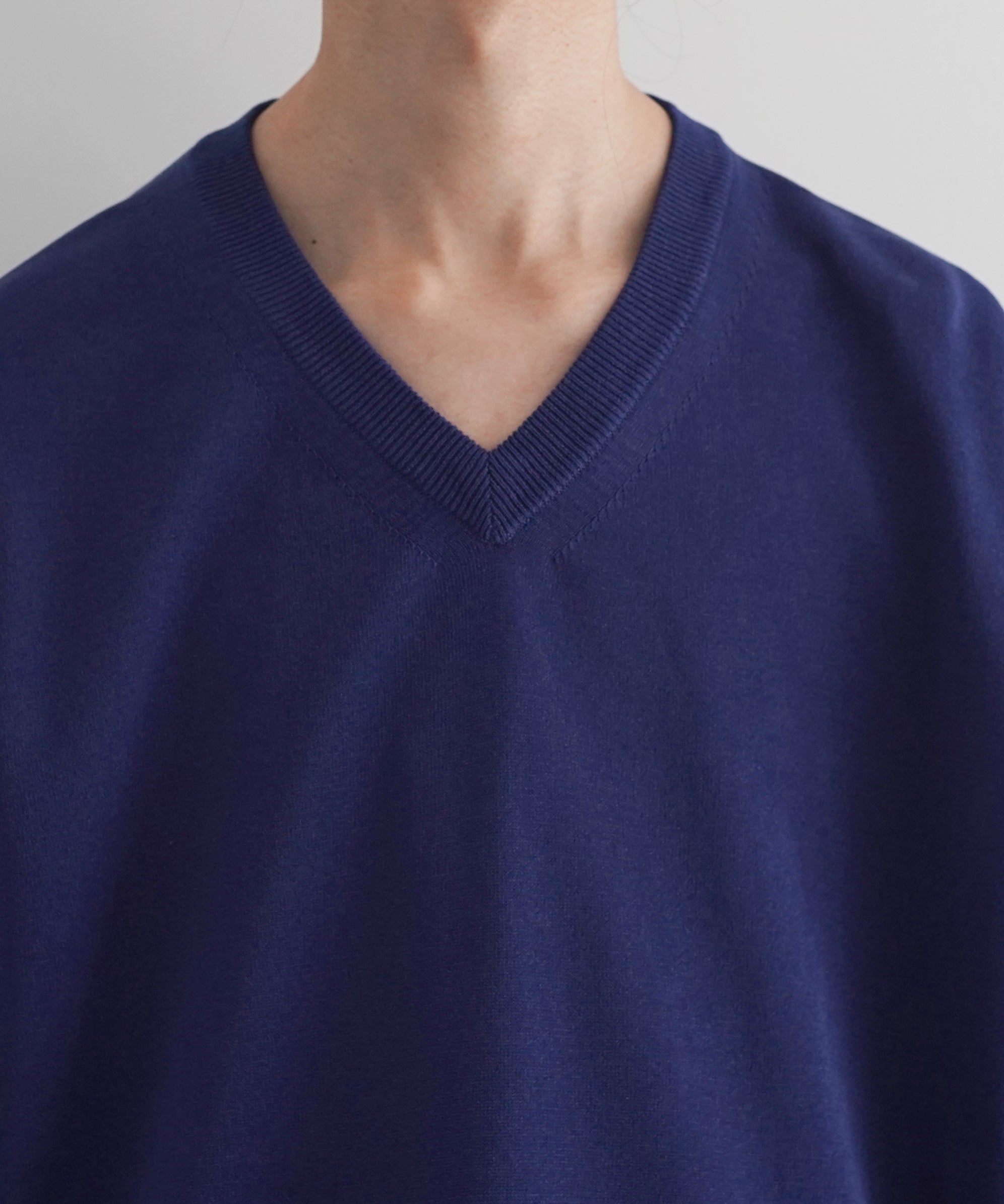 crepuscule Washi v/n knit t-shirt "BLUE"