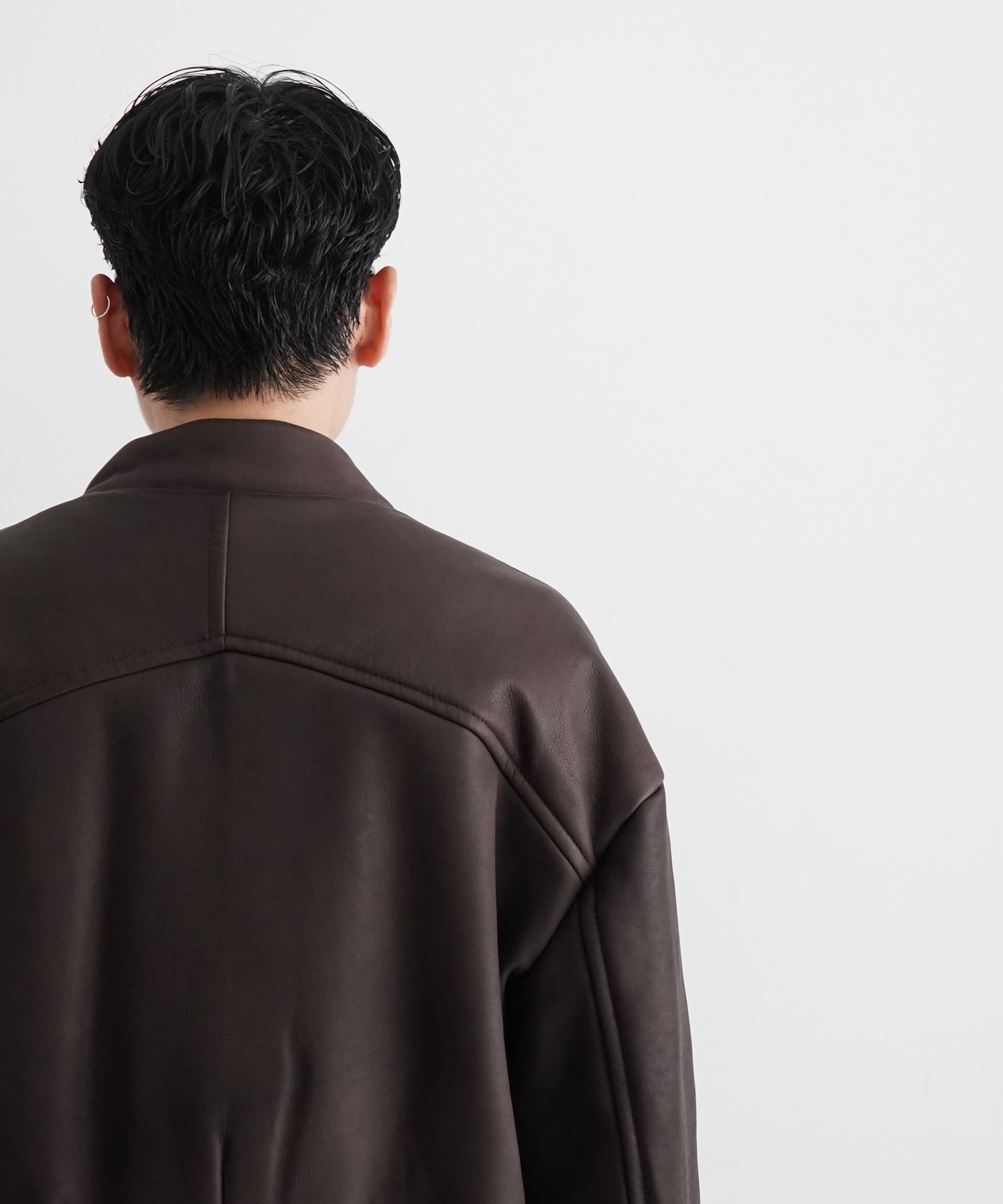 Omar Afridi Padded leather blouson "BROWN"