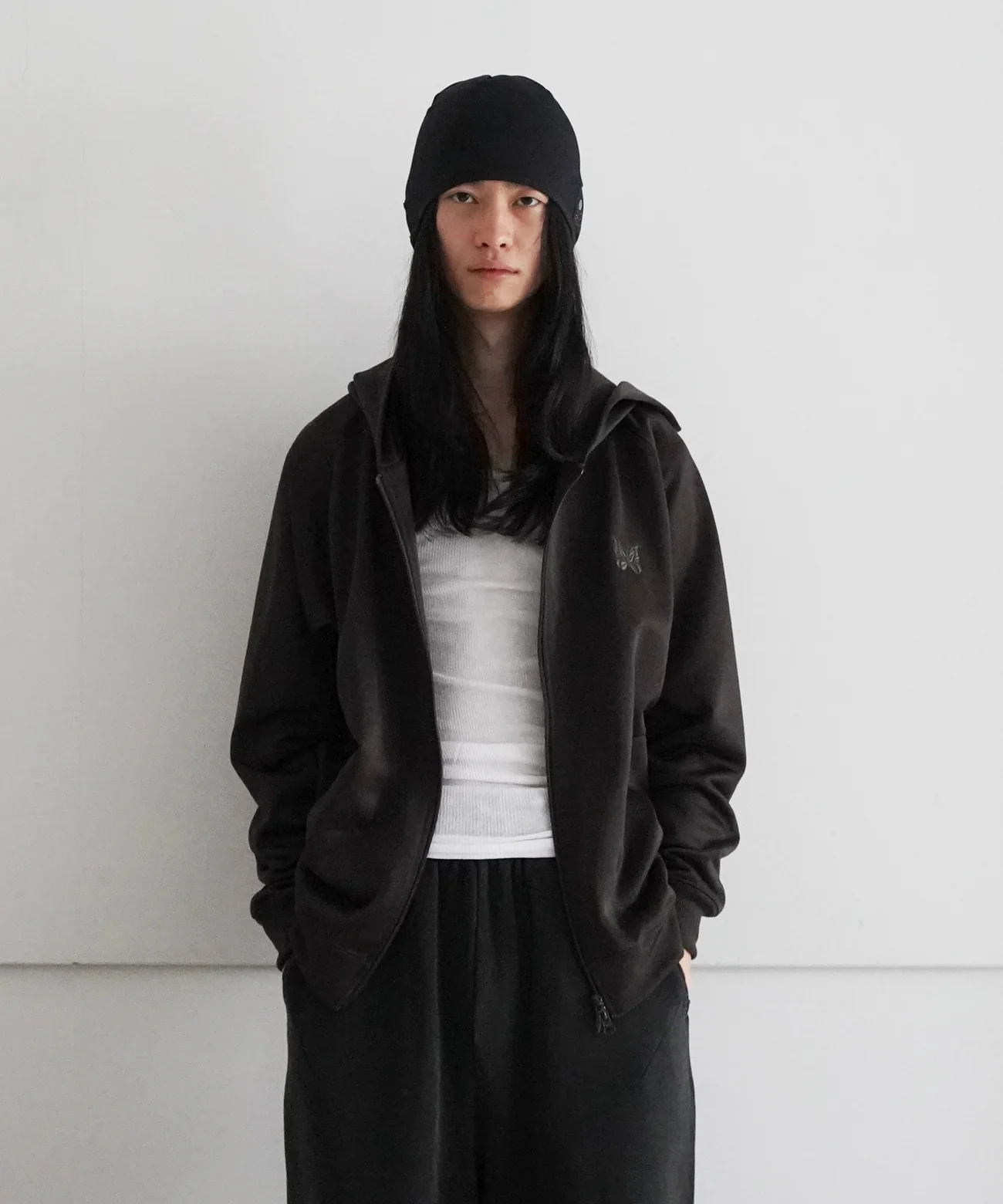 NEEDLES Zipped hoody -bright jersey "BLACK"