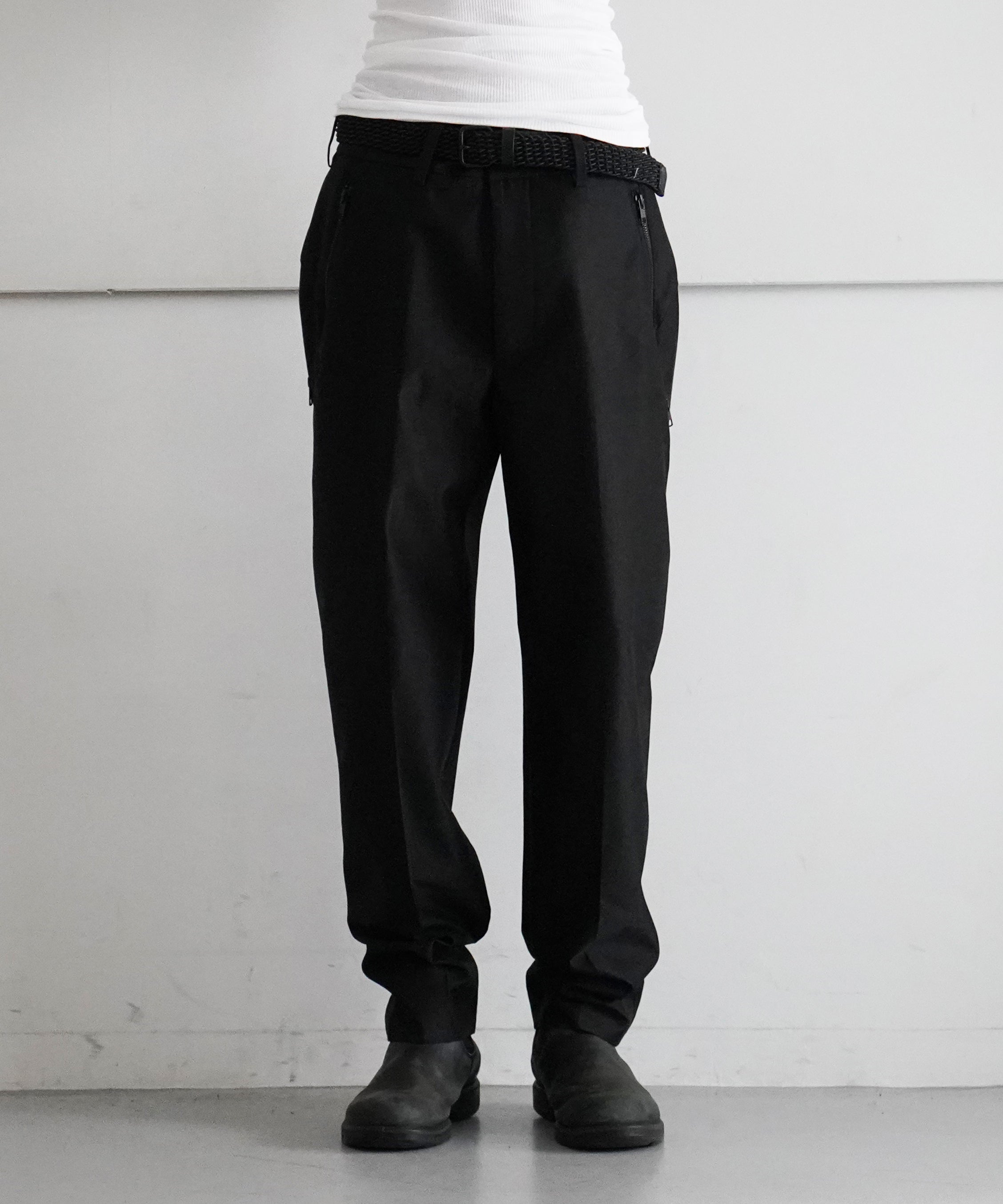 SHIDEN Zipped pocket trouser - poly serge "BLACK"