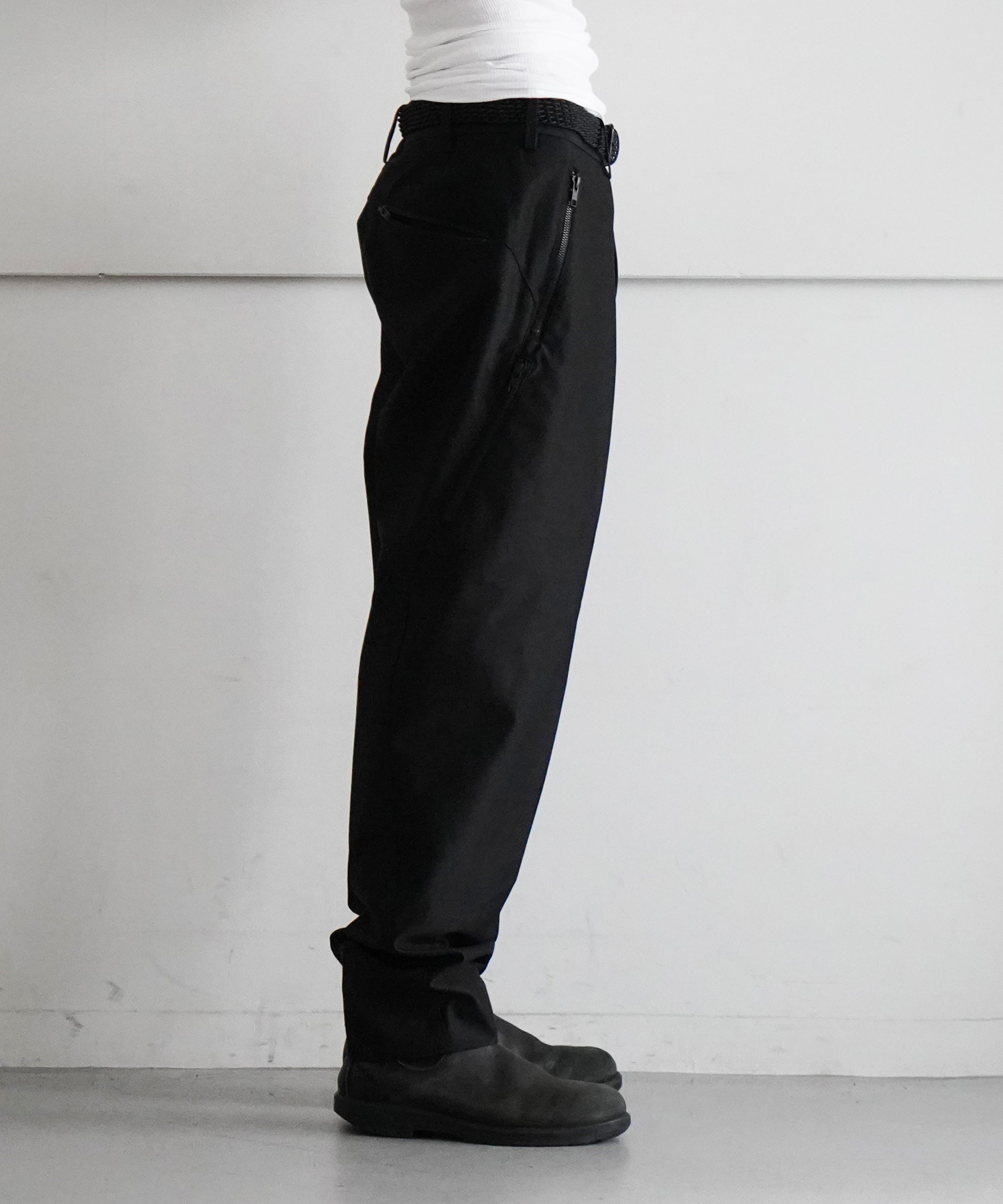 SHIDEN Zipped pocket trouser - poly serge "BLACK"