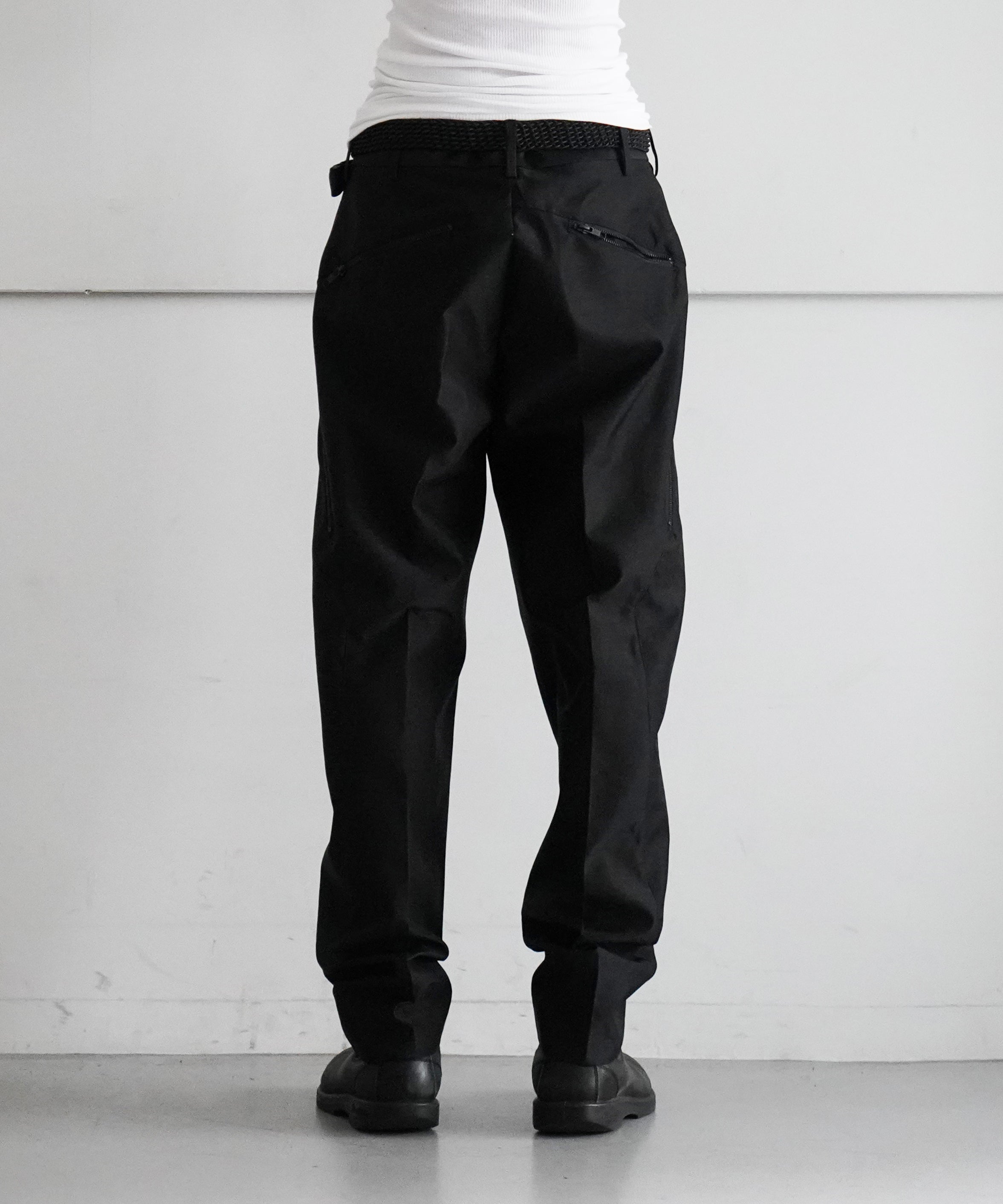 SHIDEN Zipped pocket trouser - poly serge "BLACK"