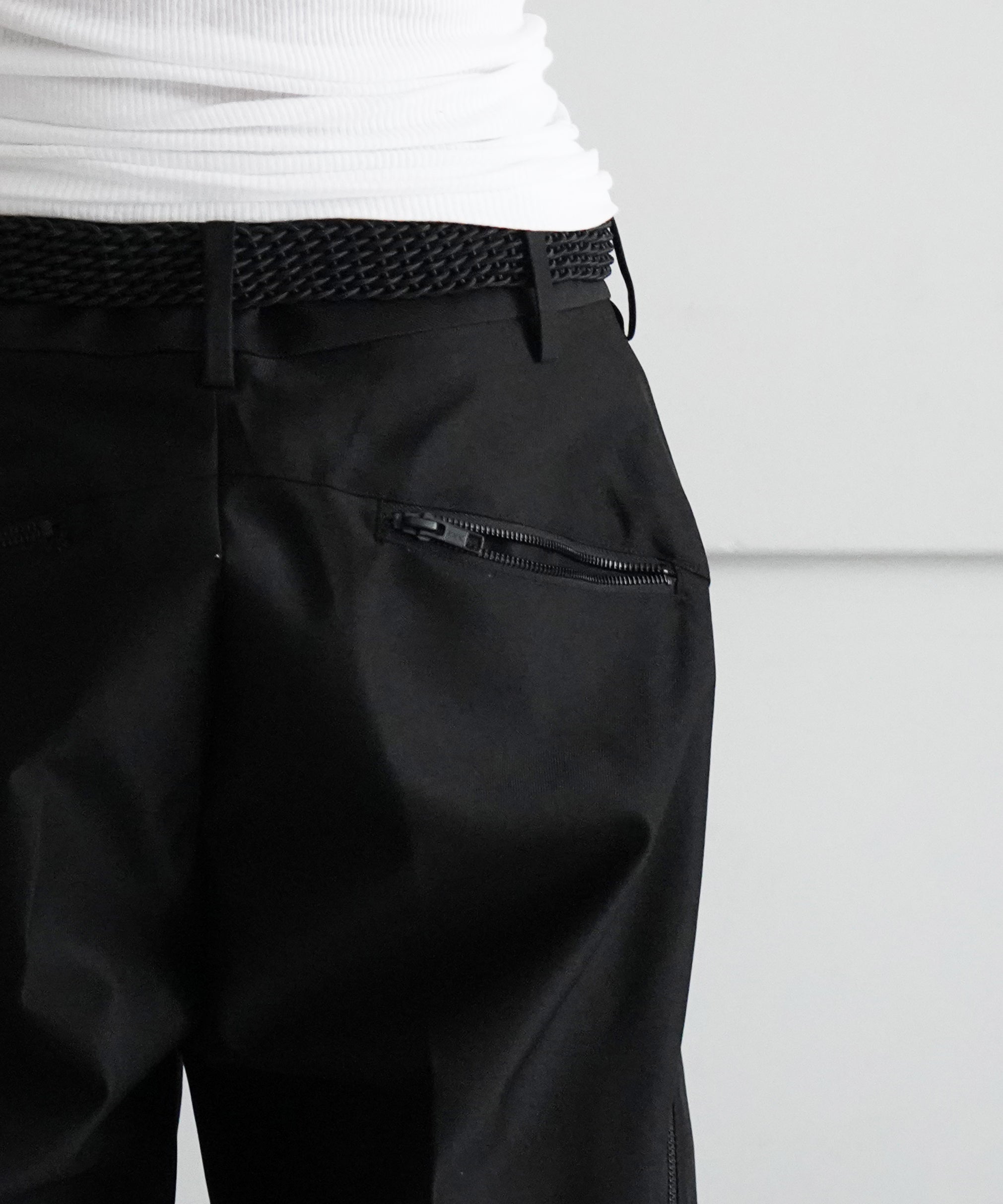 SHIDEN Zipped pocket trouser - poly serge "BLACK"