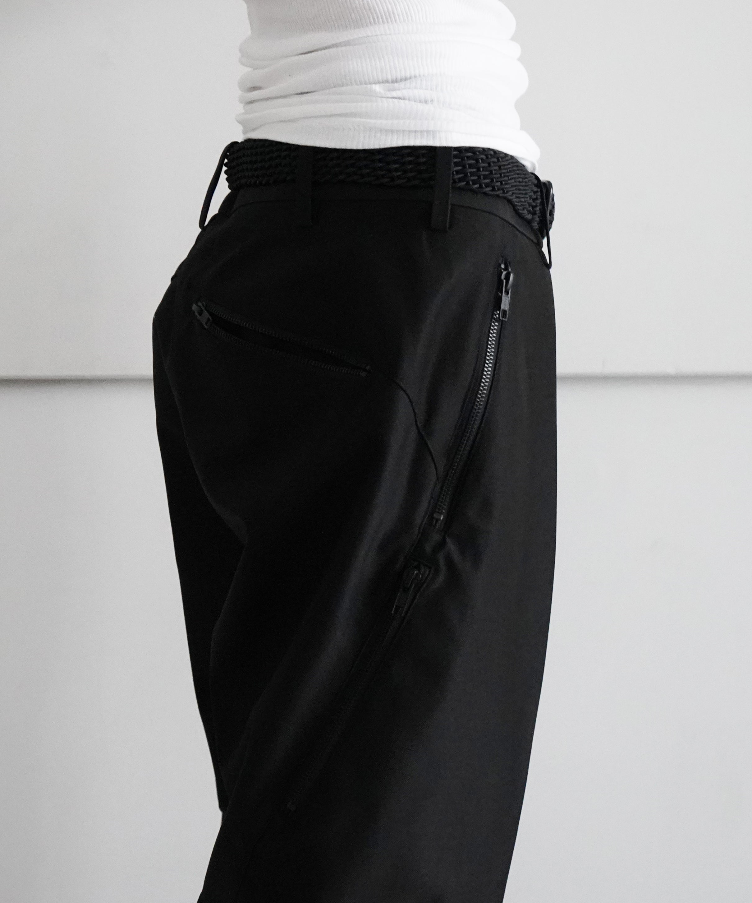 SHIDEN Zipped pocket trouser - poly serge "BLACK"