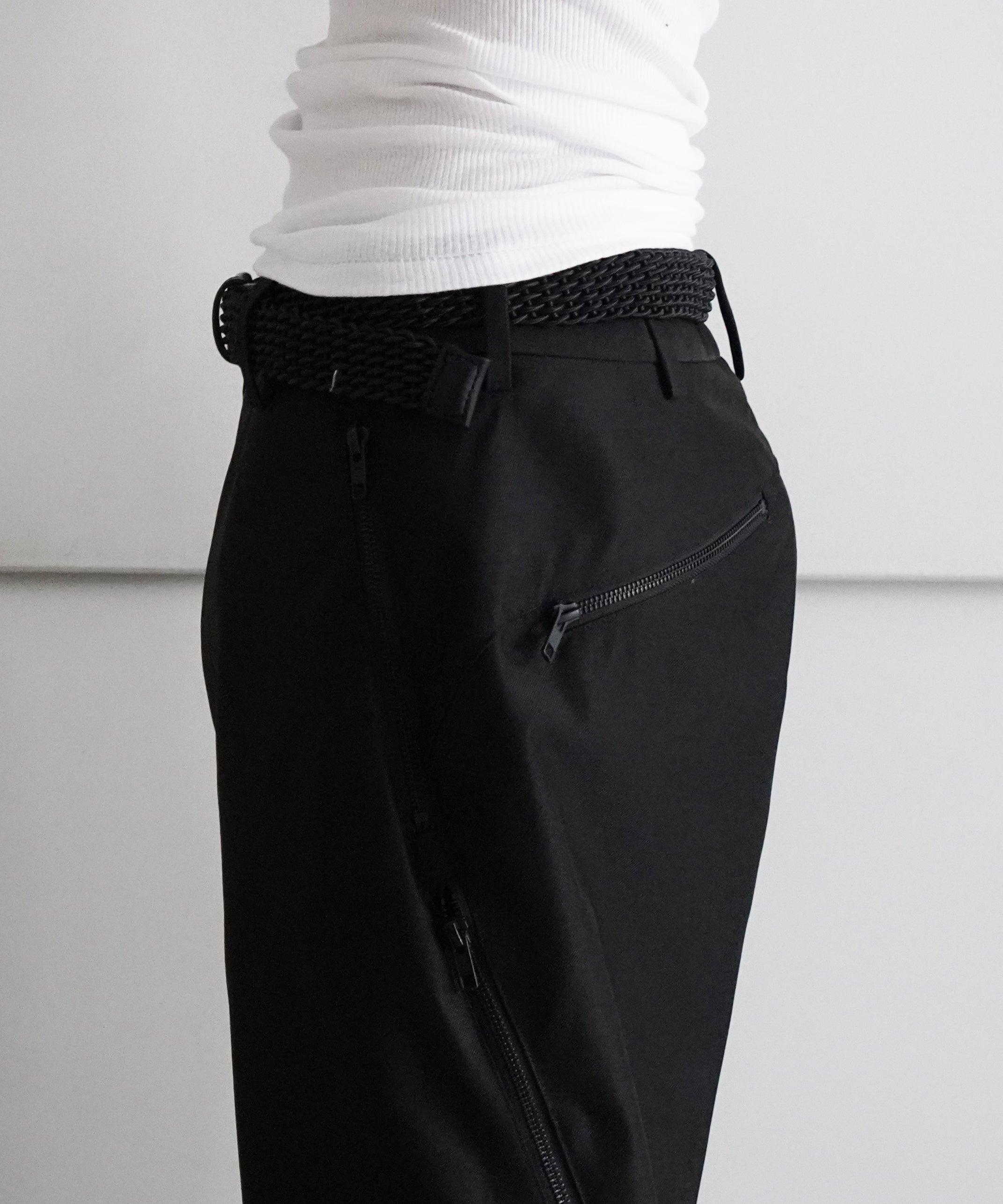 SHIDEN Zipped pocket trouser - poly serge "BLACK"