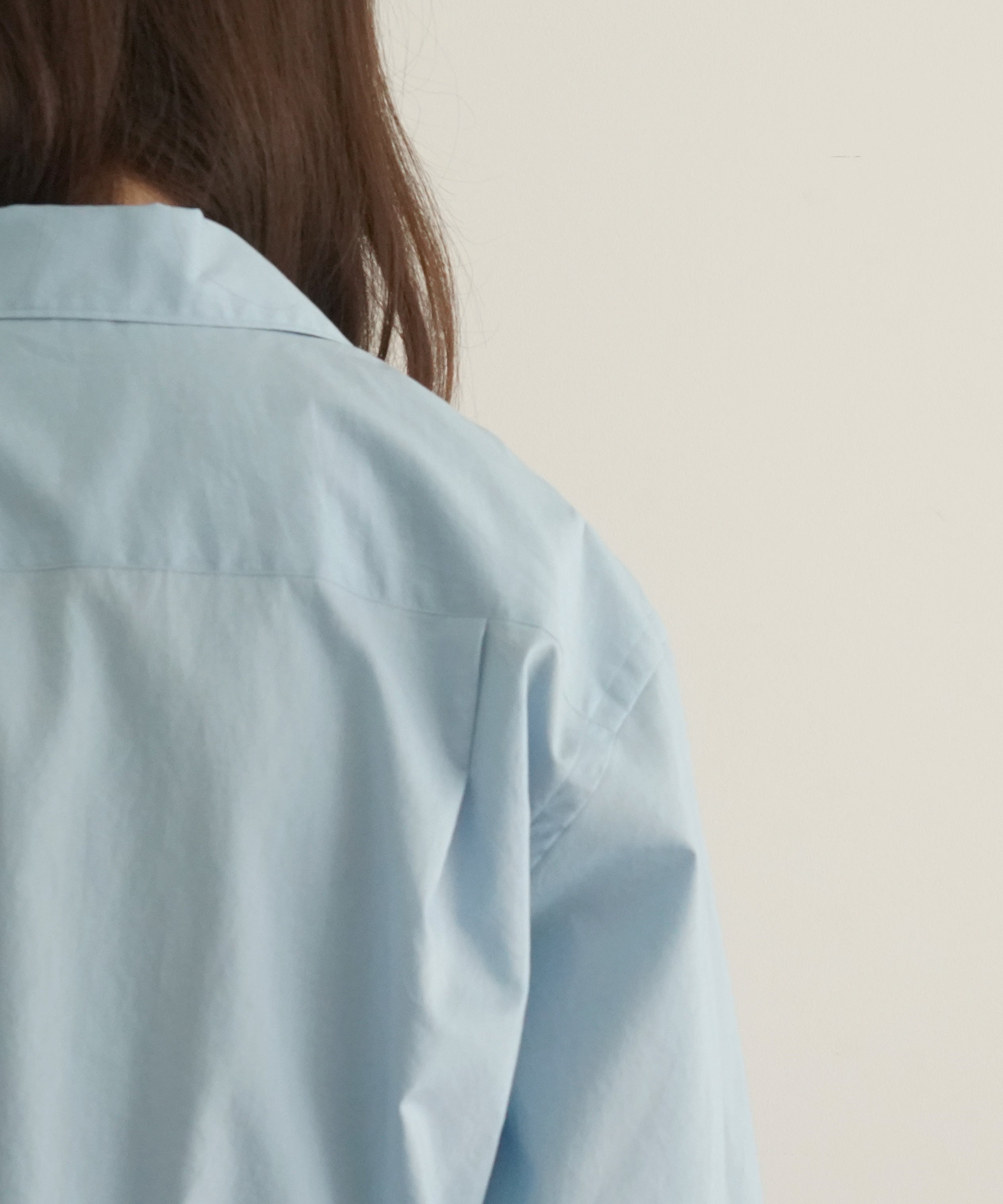 AURALEE Washed finx typewriter open collar half sleeved shirt "LIGHT BLUE"