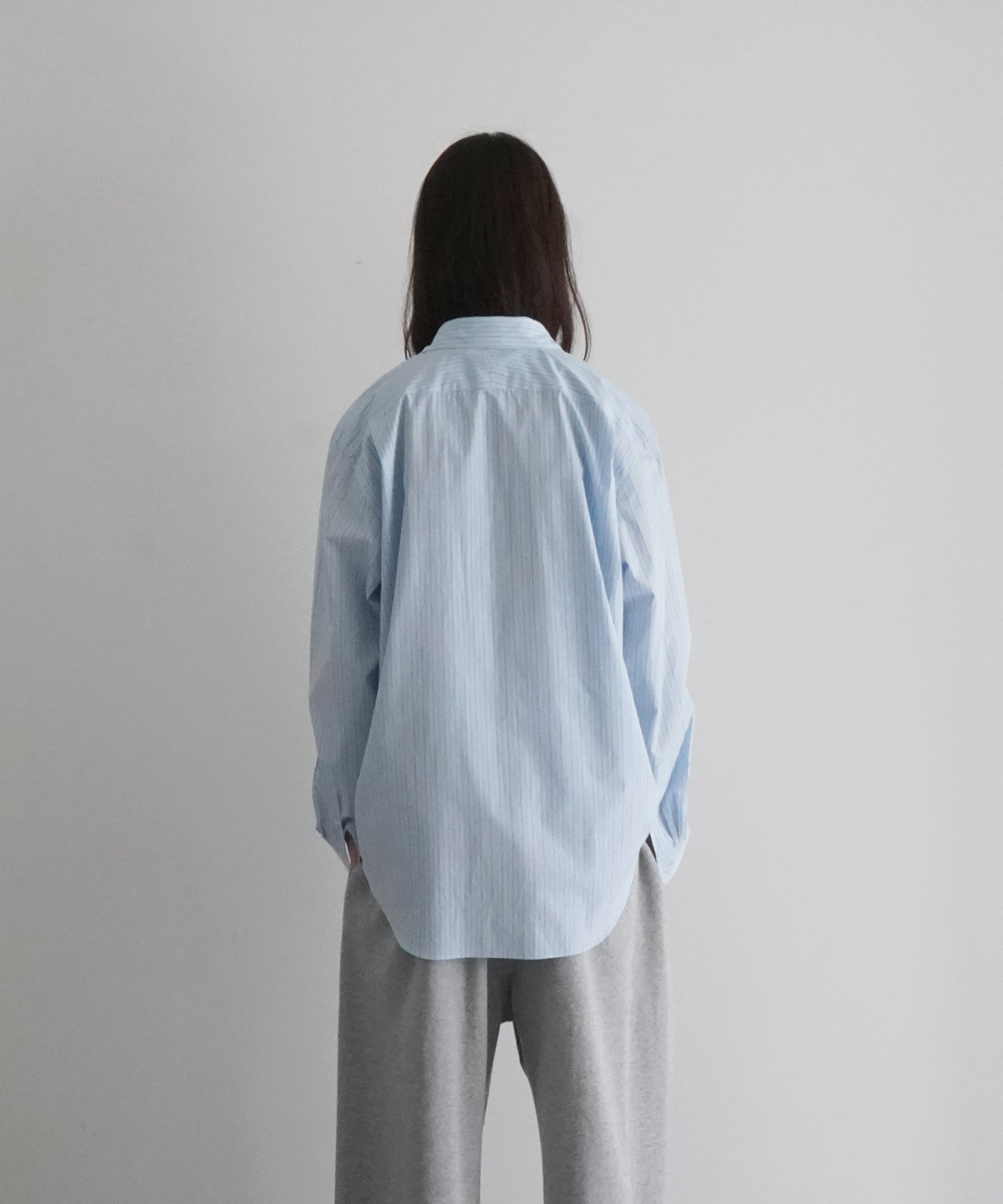 AURALEE Suvin high count cloth stripe shirt "LIGHT BLUE STRIPE"