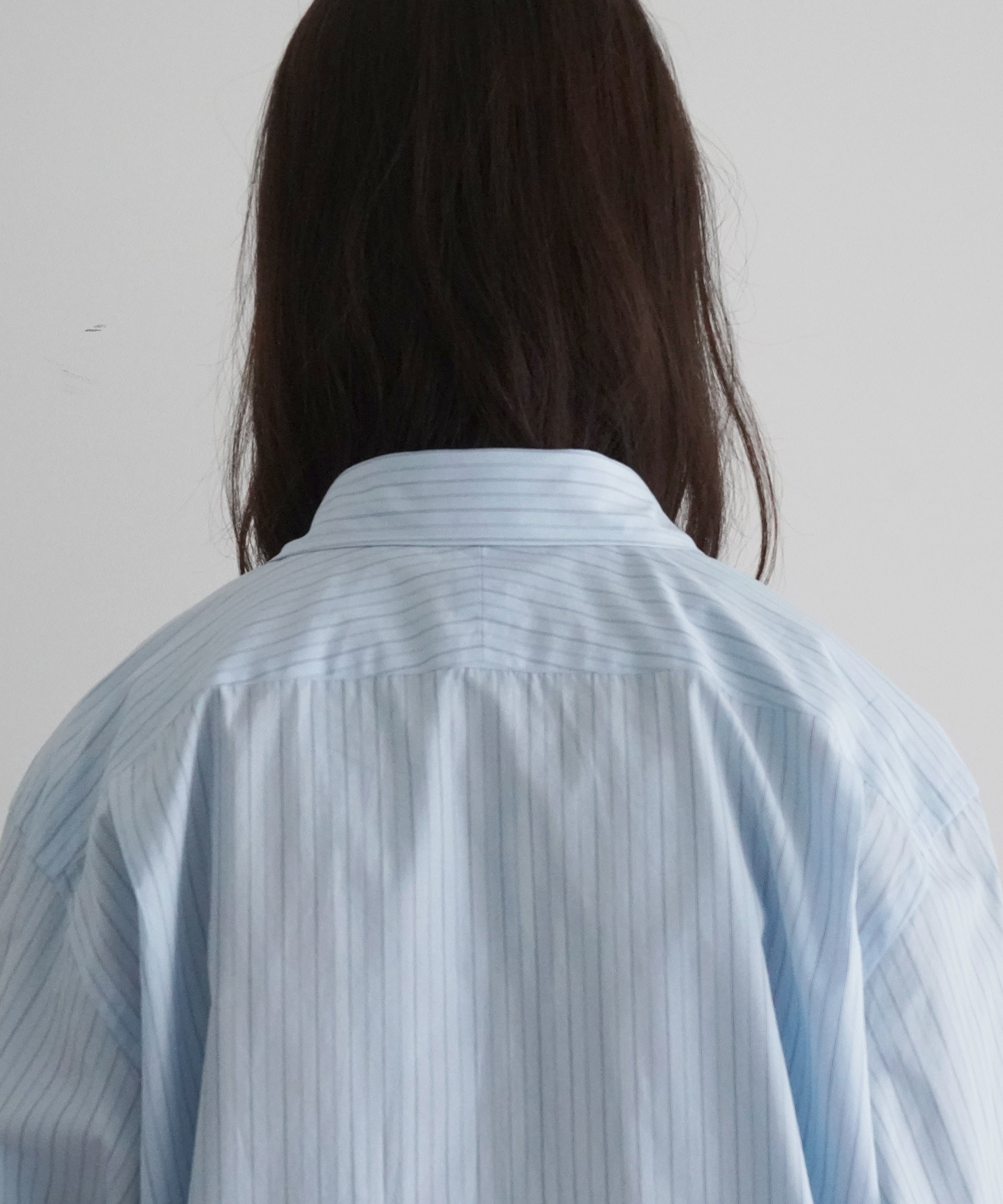 AURALEE Suvin high count cloth stripe shirt "LIGHT BLUE STRIPE"