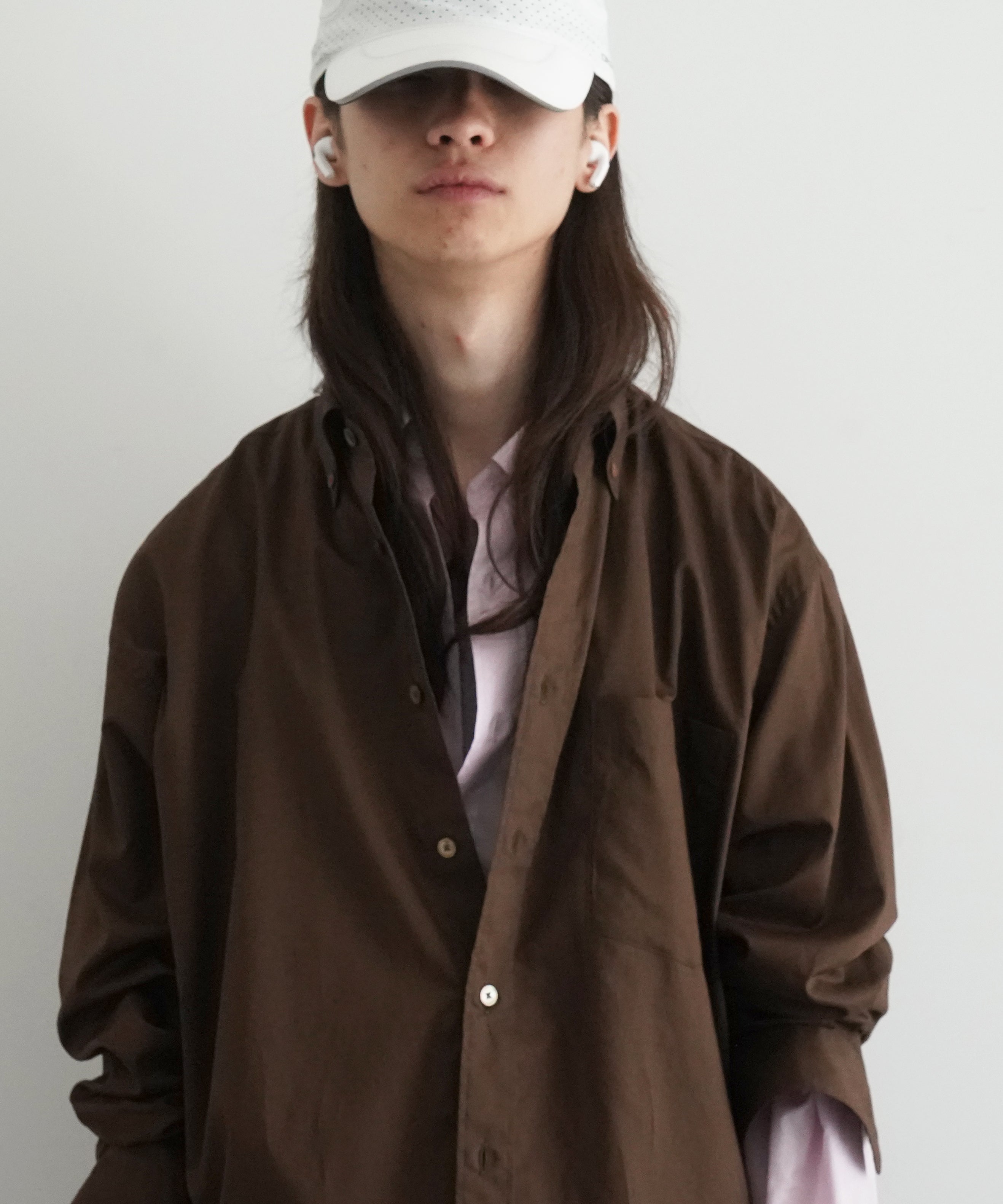 AURALEE Washed finx typewriter button down shirt "LIGHT PINK"