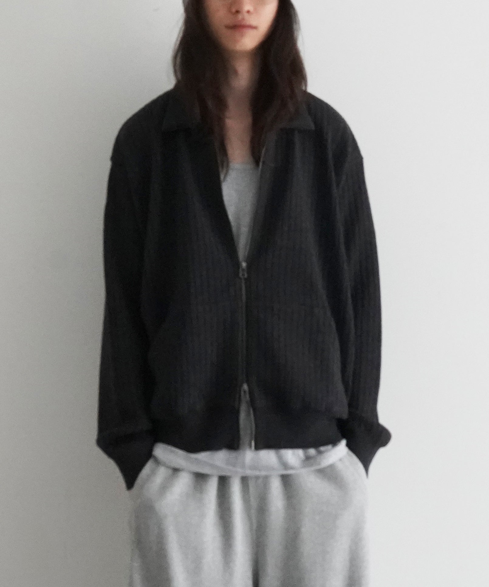 【EXCLUSIVE】crepuscule Stripe mesh drizzler "C.GRAY"