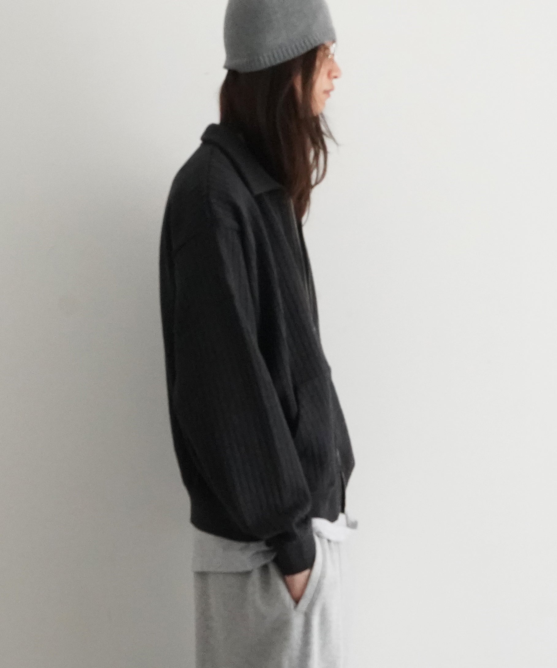 【EXCLUSIVE】crepuscule Stripe mesh drizzler "C.GRAY"
