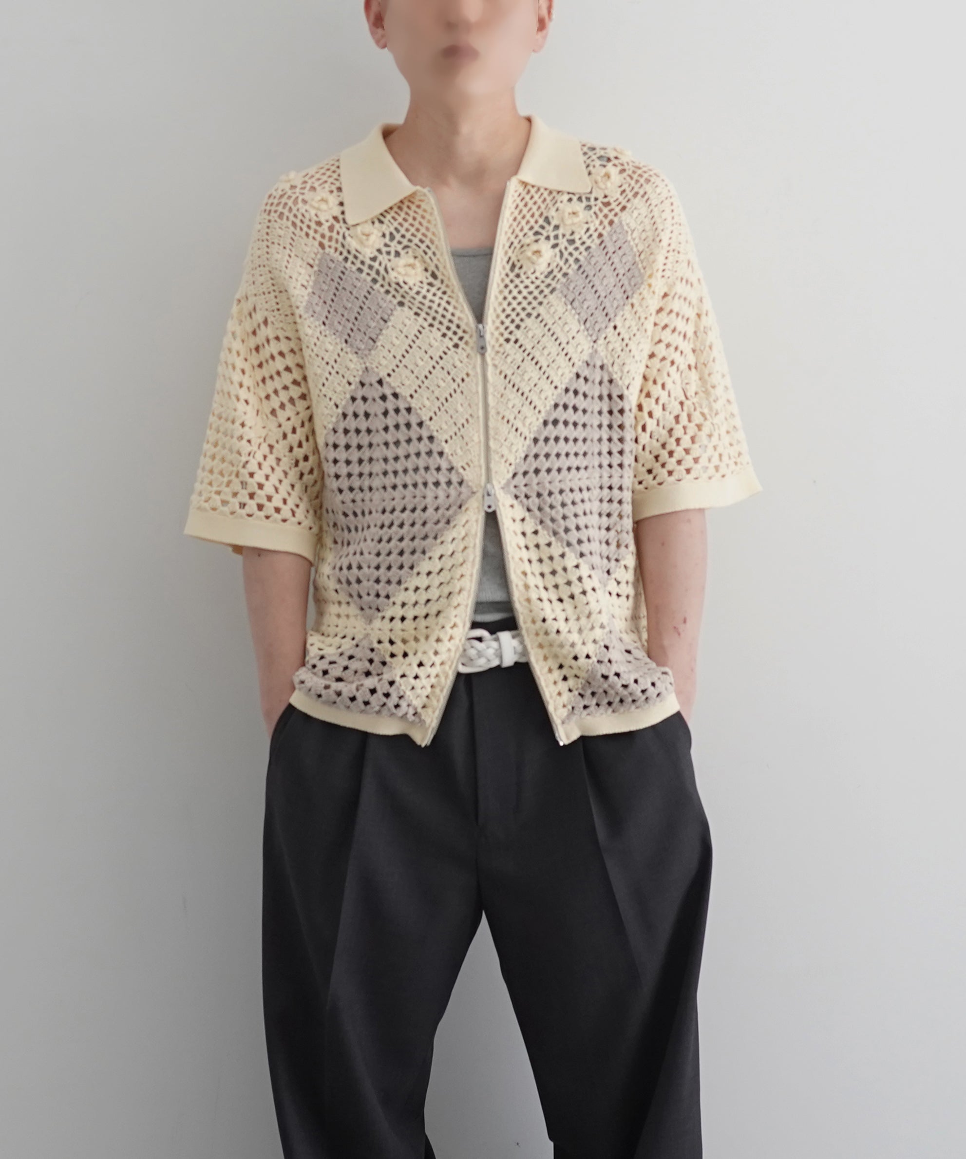 FAF(FAKE AS FLOWERS) Crochet shirts "ECRU"